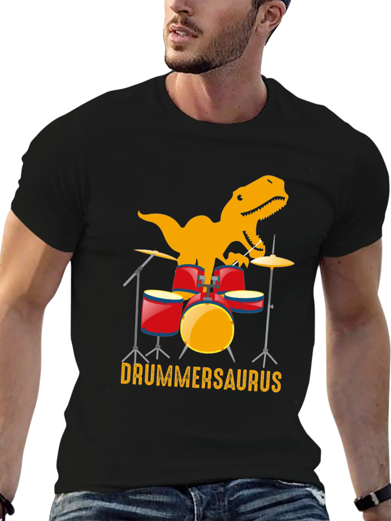 Drummersaurus T-Shirt - Dinosaur Drummer Tee