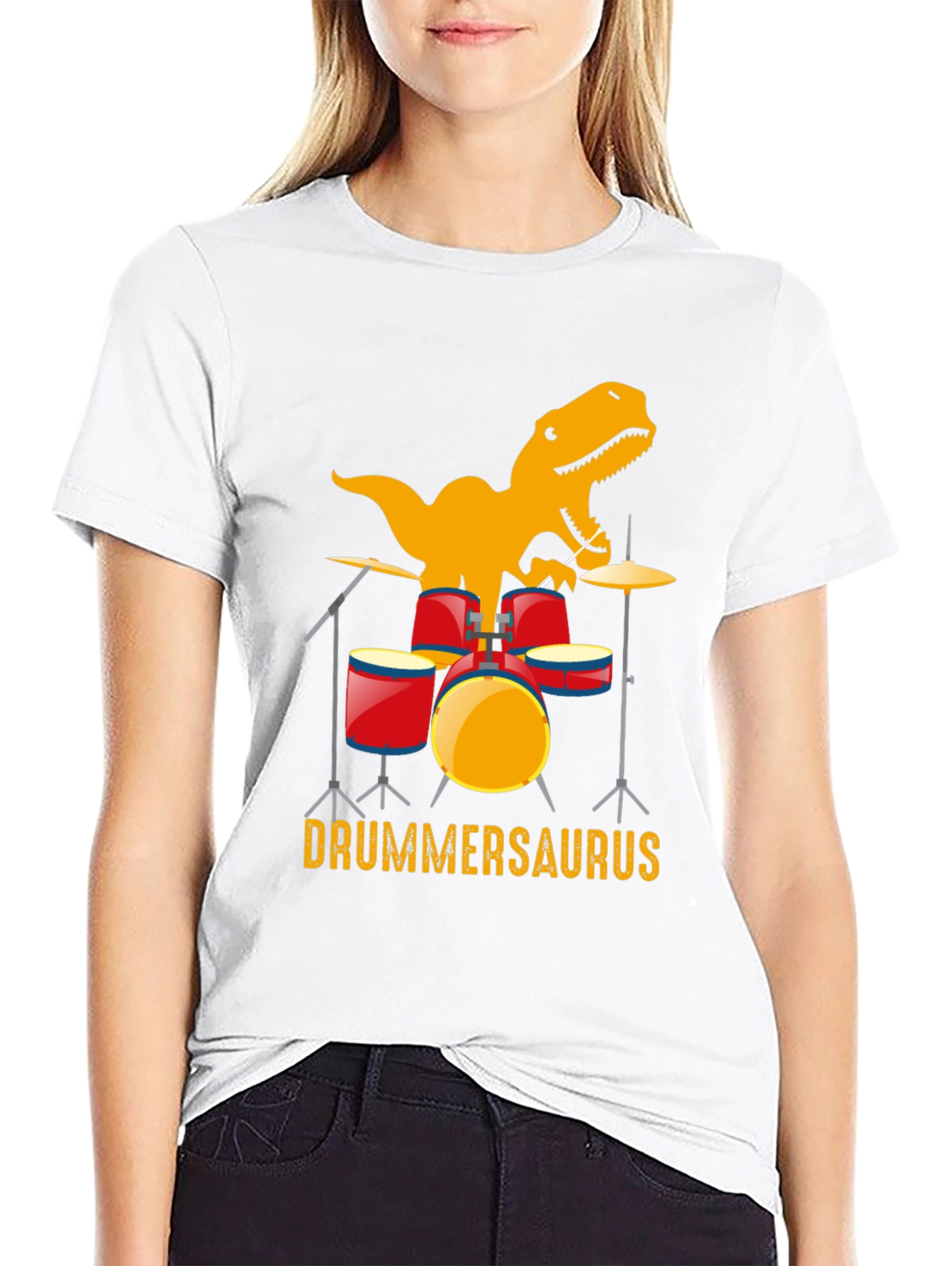 Drummersaurus T-Shirt - Dinosaur Drummer Tee
