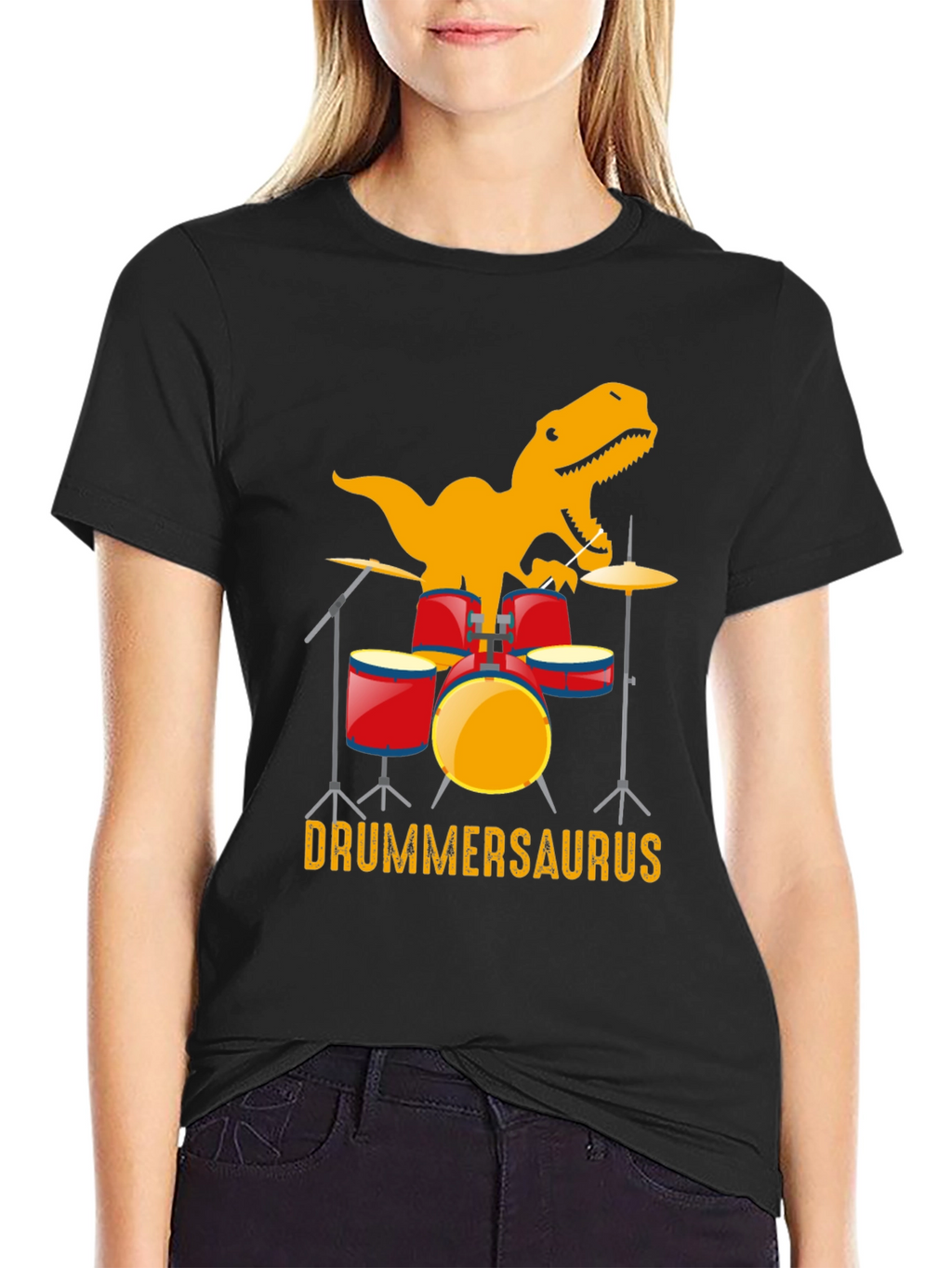 Drummersaurus T-Shirt - Dinosaur Drummer Tee