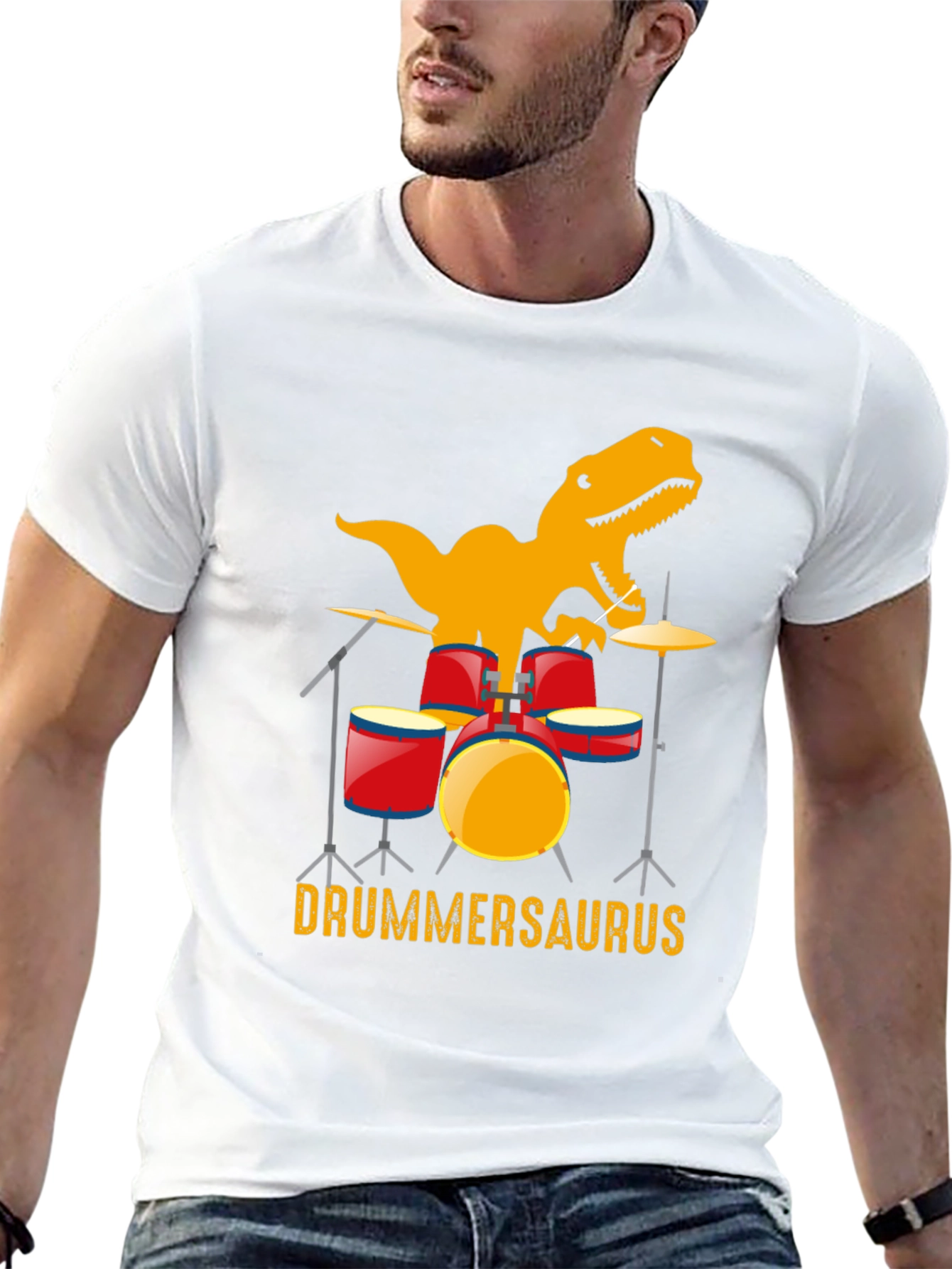 Drummersaurus T-Shirt - Dinosaur Drummer Tee