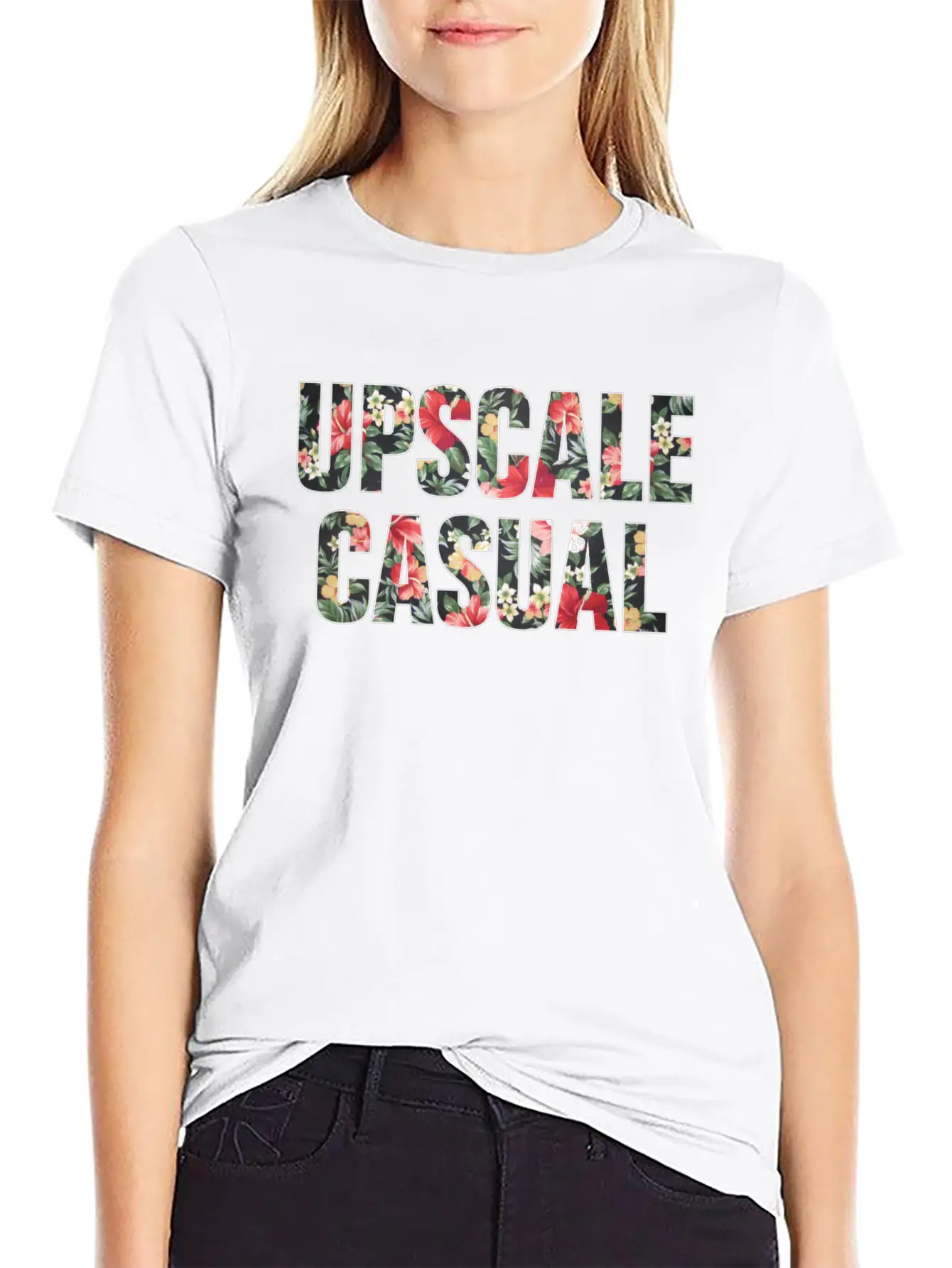 Upscale Casual Floral Logo Unisex Short Sleeve Soft Cotton T-Shirt – Casual Everyday Wear