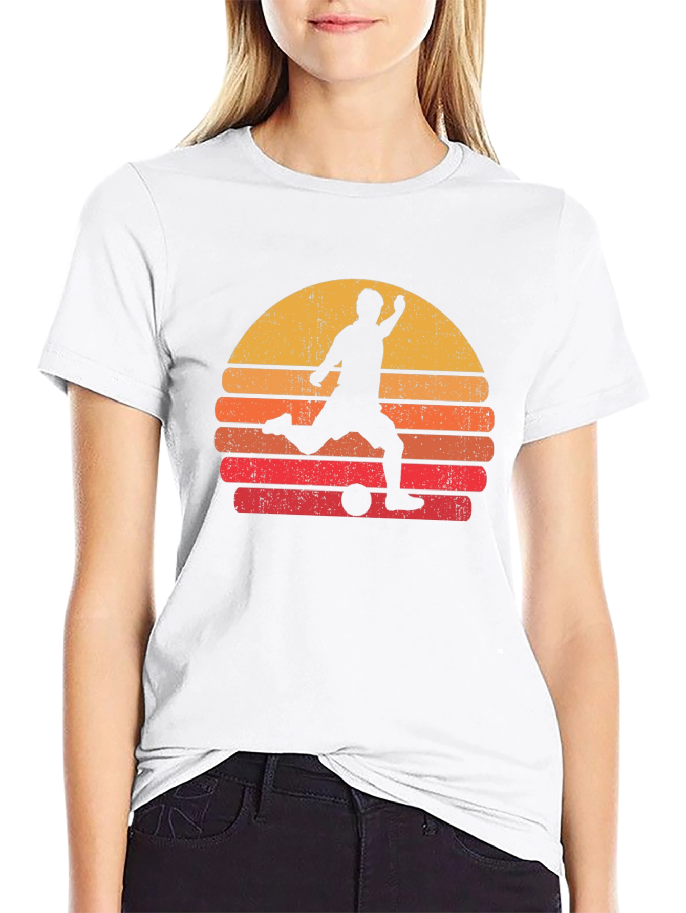 Retro Soccer Sunset Graphic Tee - Black