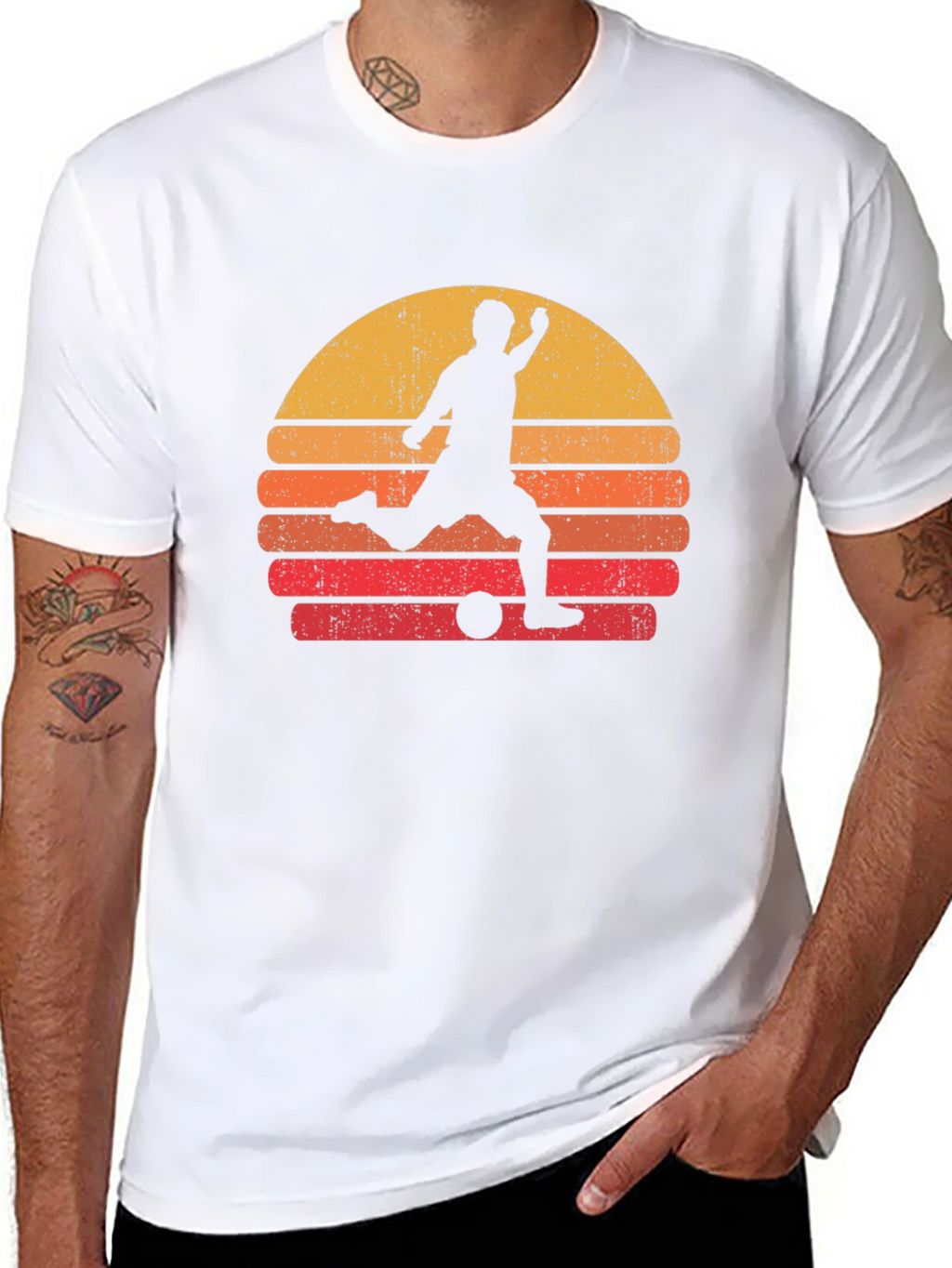 Retro Soccer Sunset Graphic Tee - Black