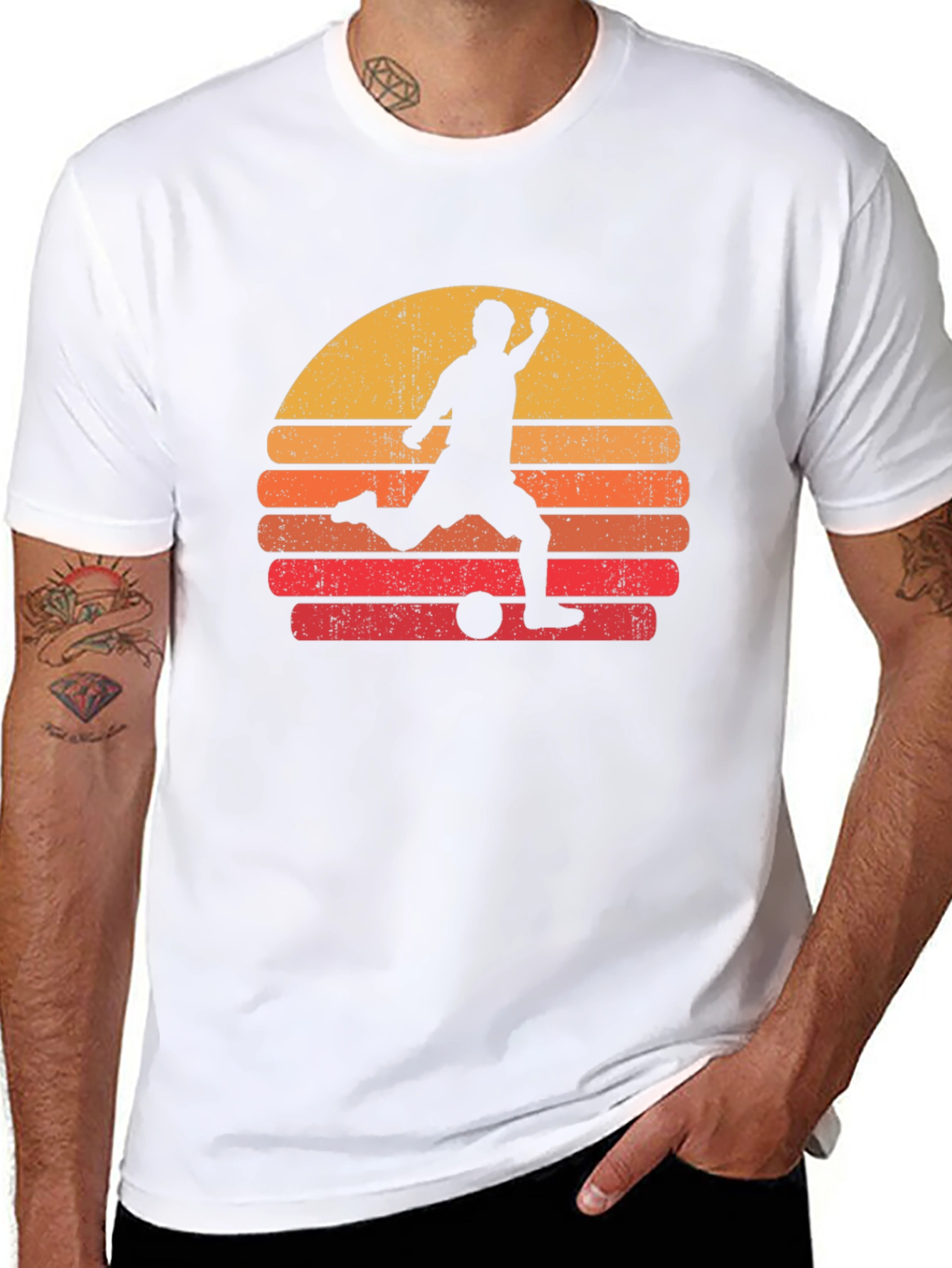 Retro Soccer Sunset Graphic Tee - Black