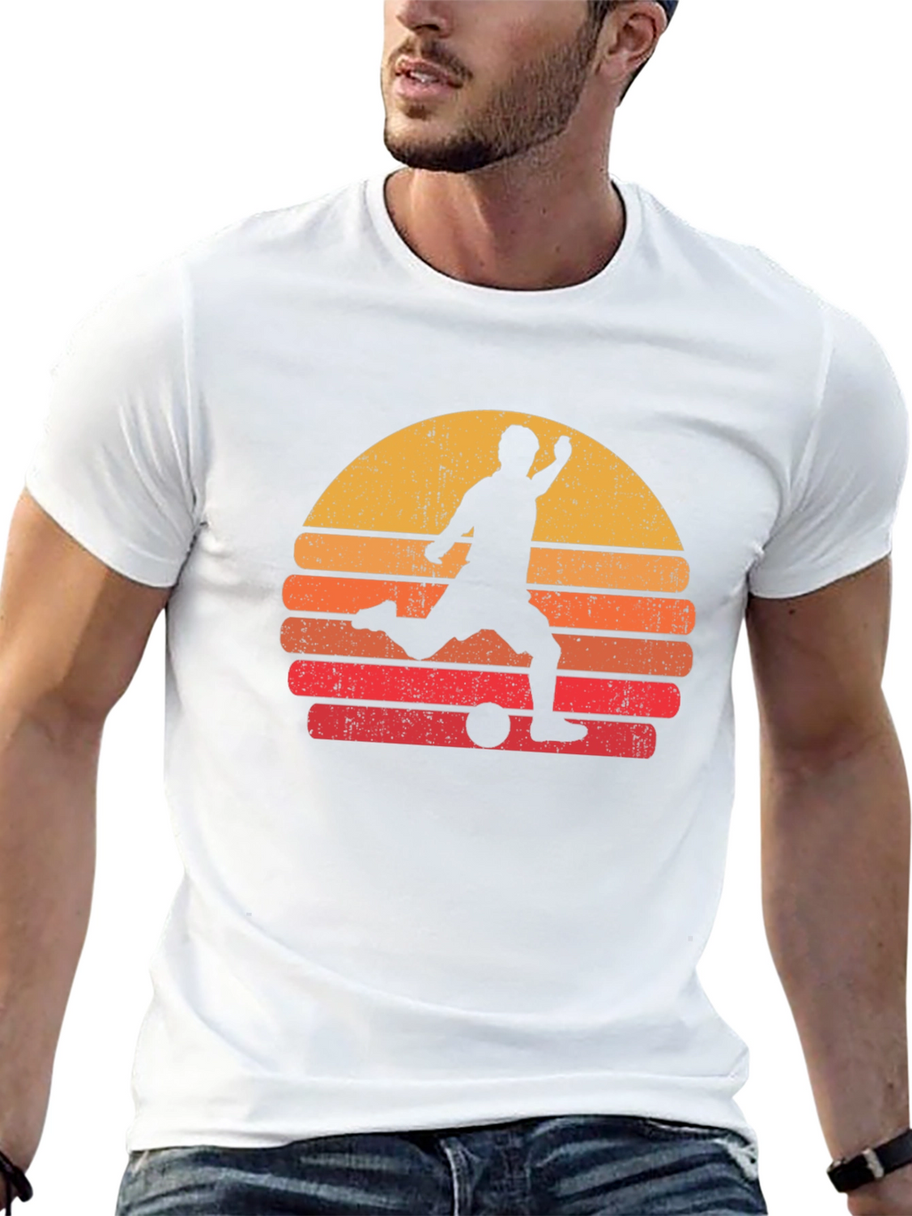 Retro Soccer Sunset Graphic Tee - Black