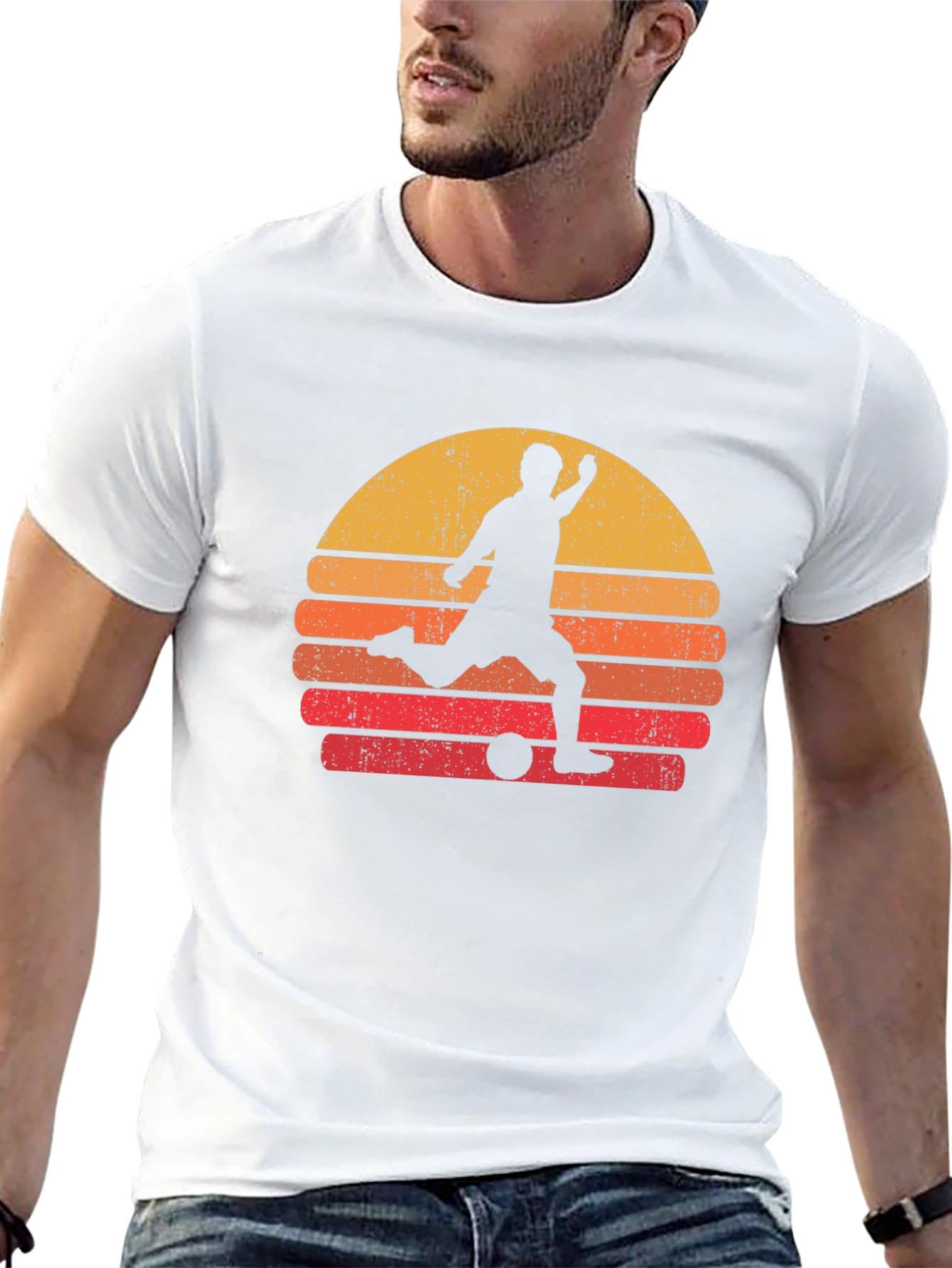 Retro Soccer Sunset Graphic Tee - Black