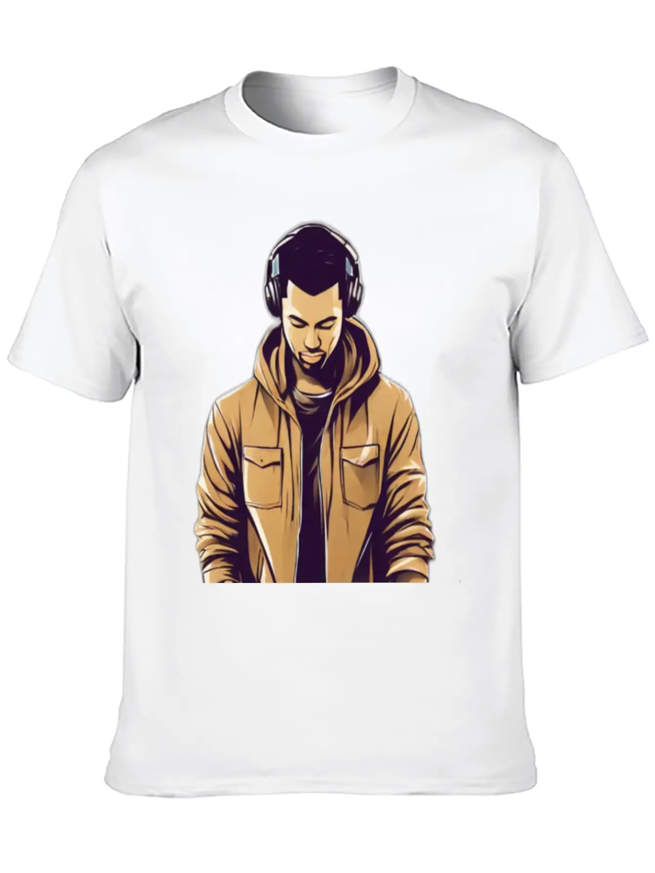 Urban Groove: DJ Cityscape Vibes T-Shirt Design Stylish Everyday T-Shirt – Unisex Basic Cotton Tee