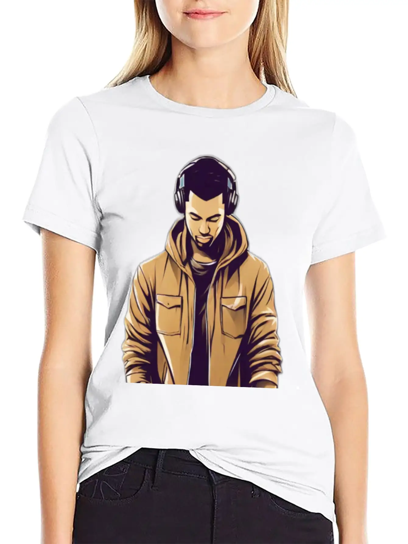 Urban Groove: DJ Cityscape Vibes T-Shirt Design Stylish Everyday T-Shirt – Unisex Basic Cotton Tee