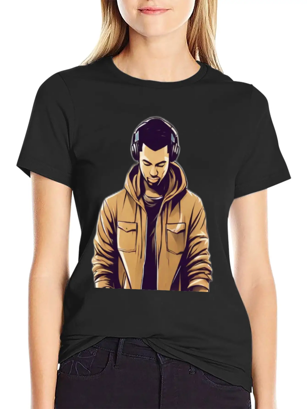 Urban Groove: DJ Cityscape Vibes T-Shirt Design Stylish Everyday T-Shirt – Unisex Basic Cotton Tee