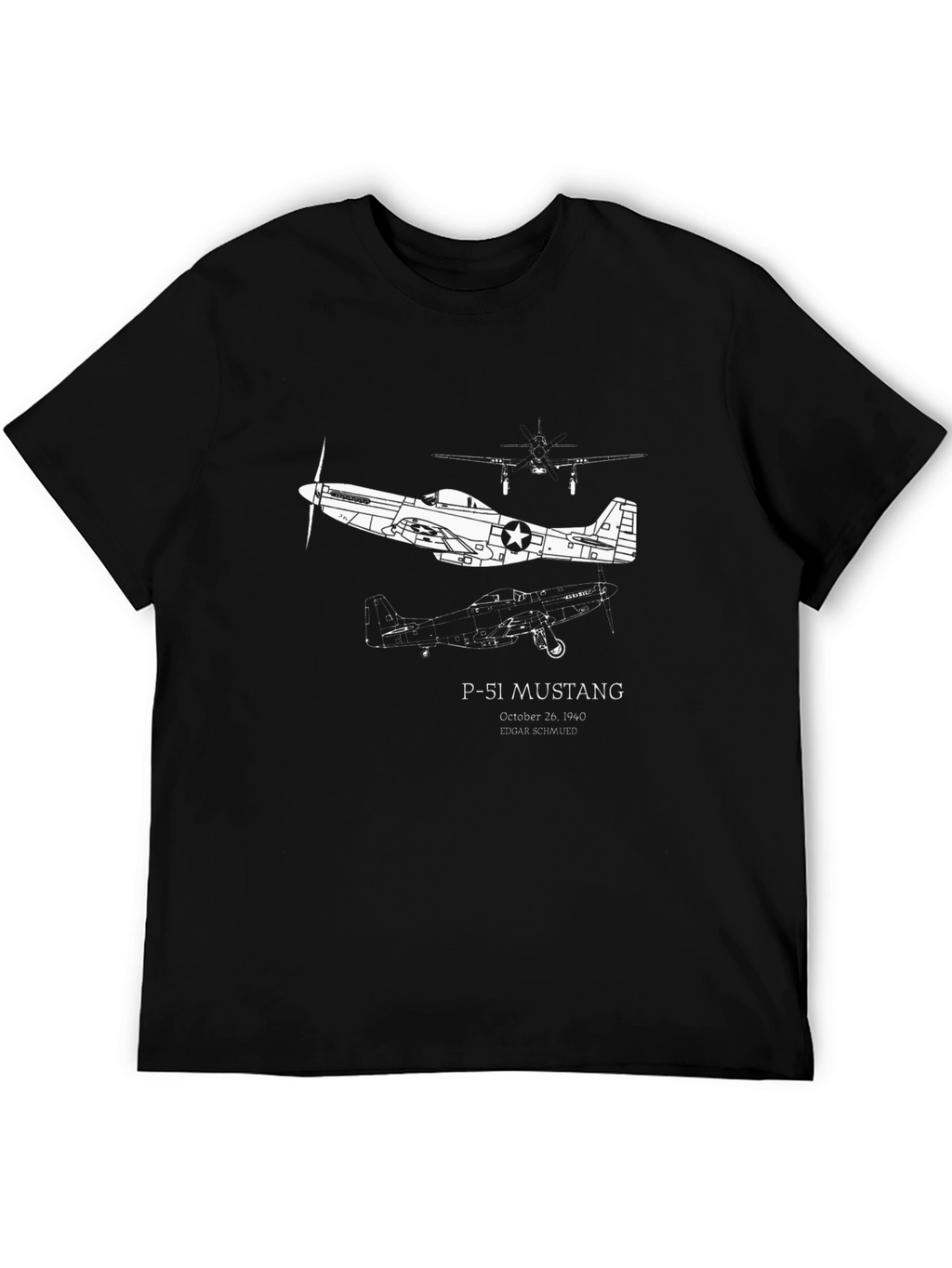 P-51 Mustang Black Graphic T-Shirt