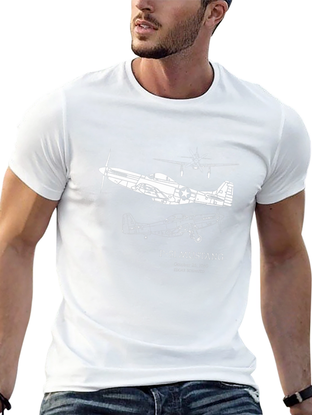 P-51 Mustang Black Graphic T-Shirt