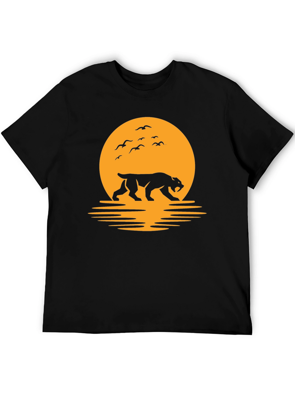 Tiger Silhouette Graphic Tee - Sunset Design