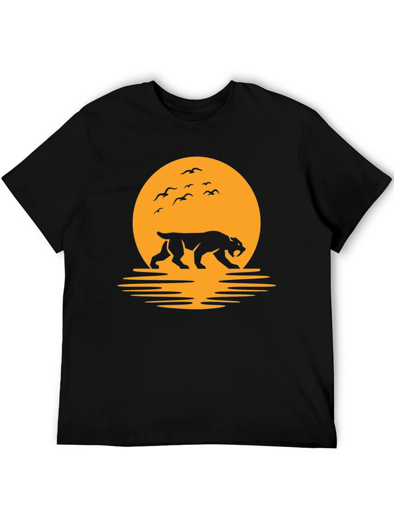 Tiger Silhouette Graphic Tee - Sunset Design