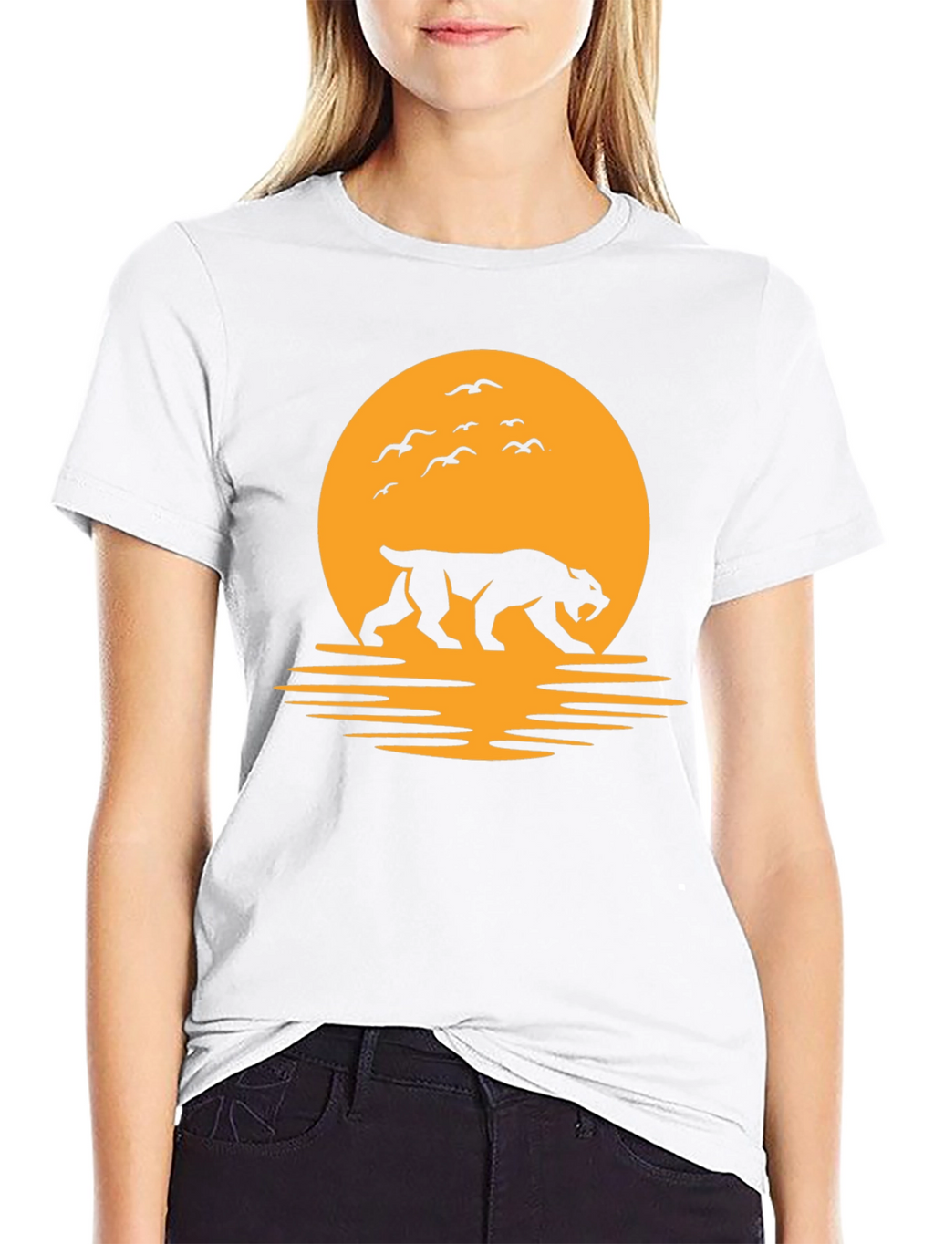 Tiger Silhouette Graphic Tee - Sunset Design