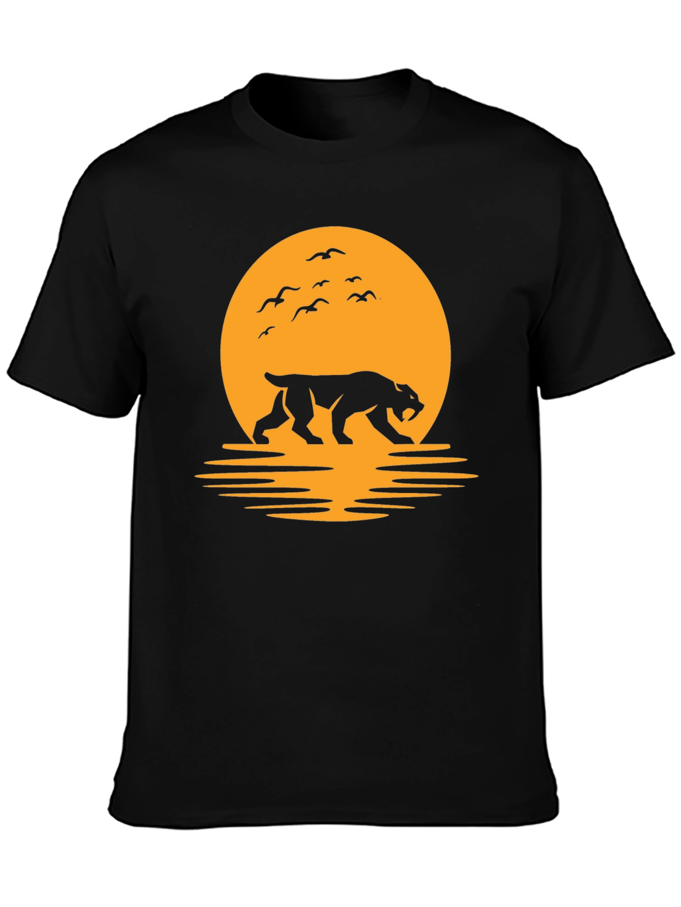 Tiger Silhouette Graphic Tee - Sunset Design