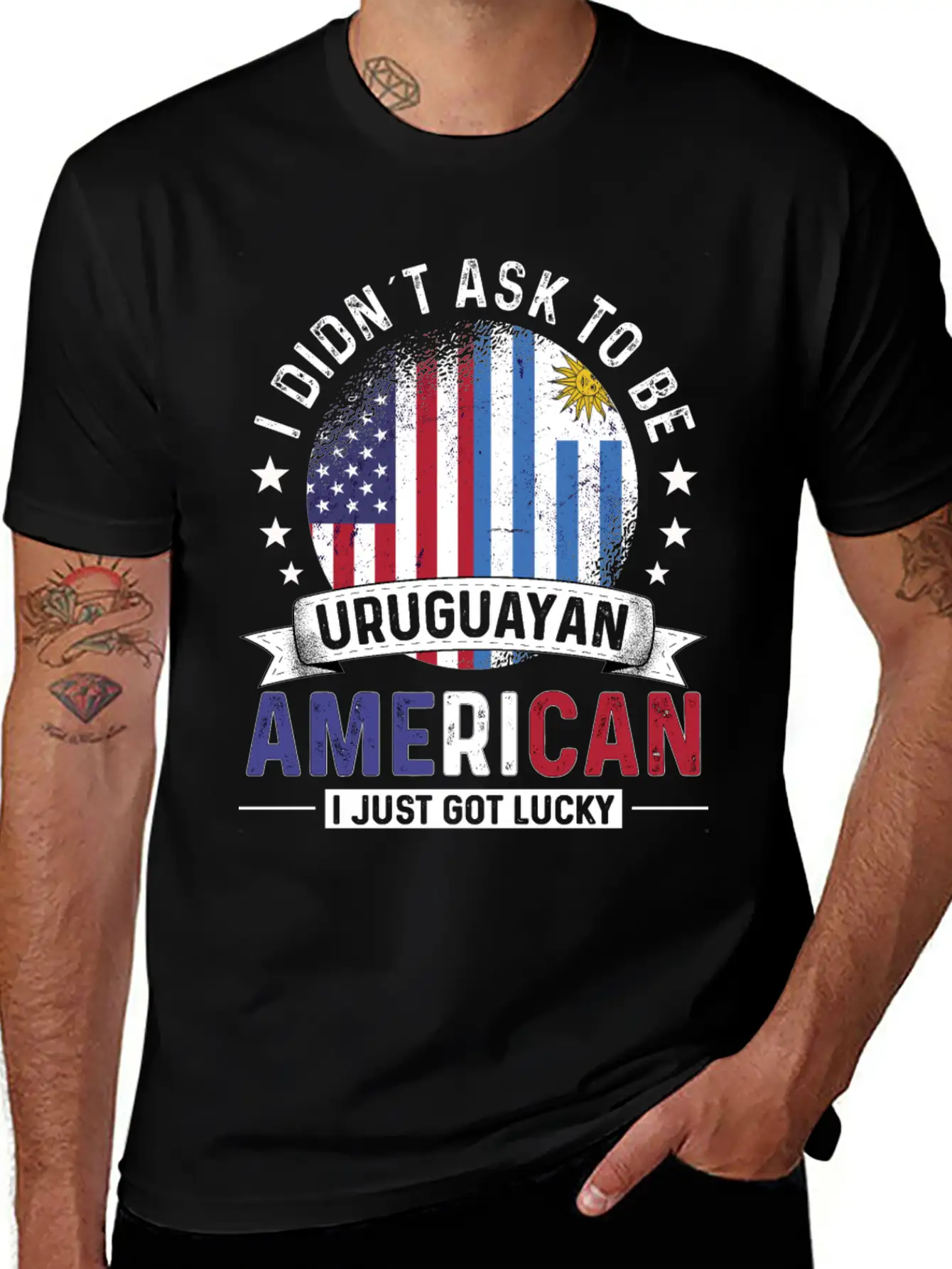 Uruguayan American Flags Pride Uruguay Flag Essential Cotton Tee For Daily Outfits – Unisex Style