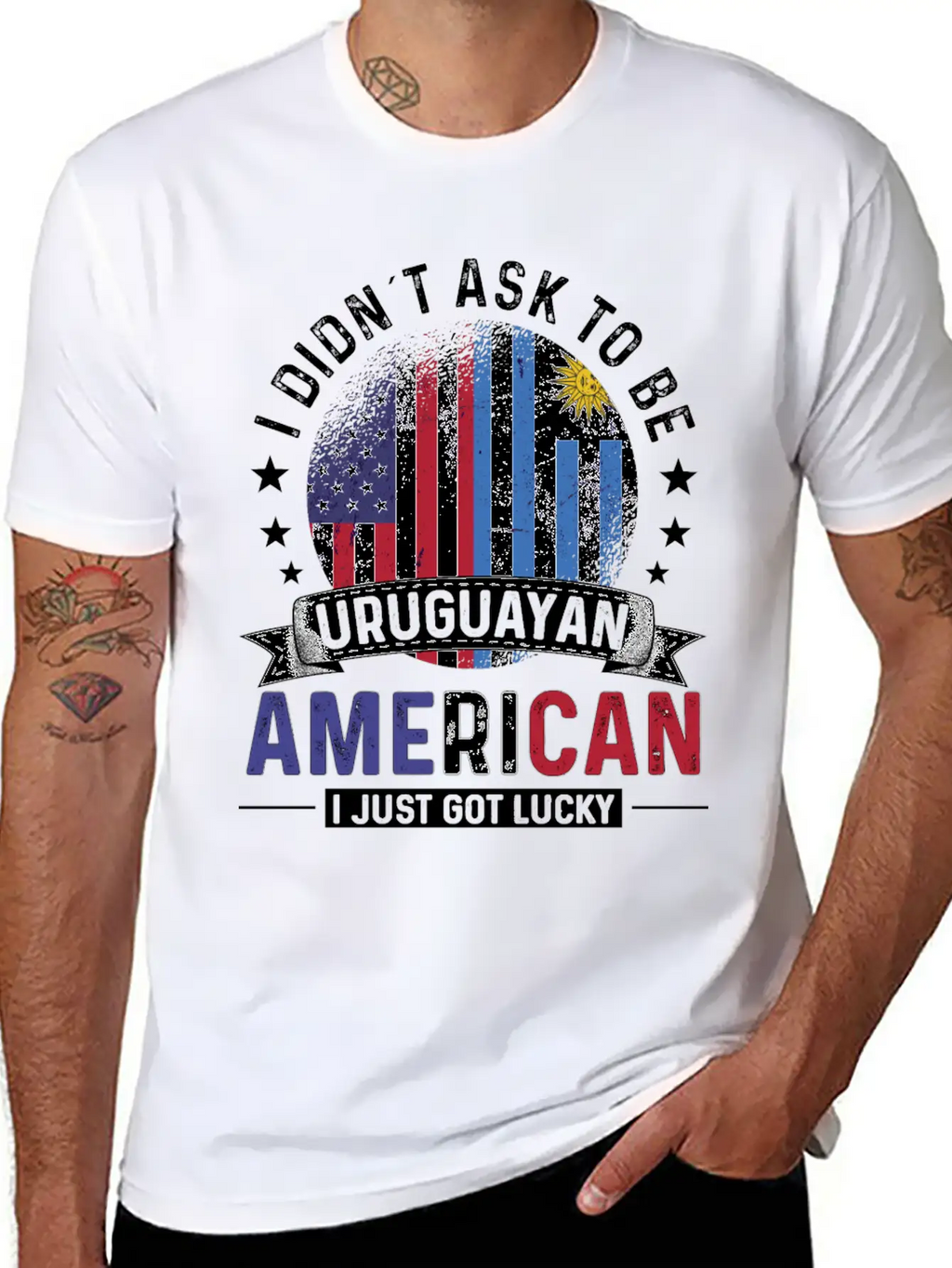 Uruguayan American Flags Pride Uruguay Flag Essential Cotton Tee For Daily Outfits – Unisex Style