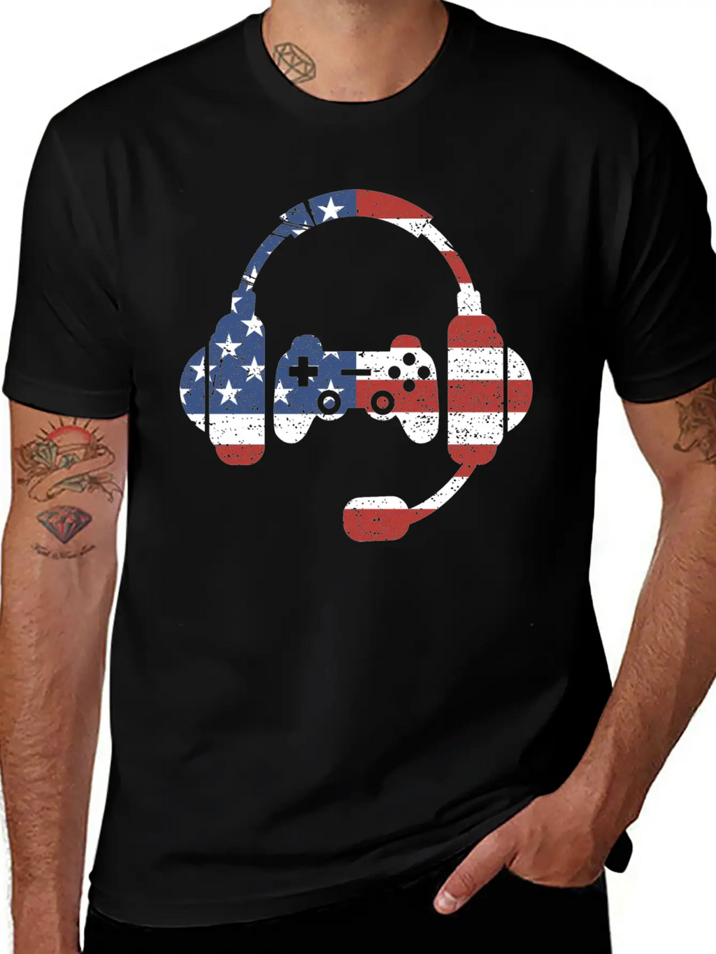 US Flag Gaming - Gaming Unisex Short Sleeve Soft Cotton T-Shirt – Casual Everyday Wear