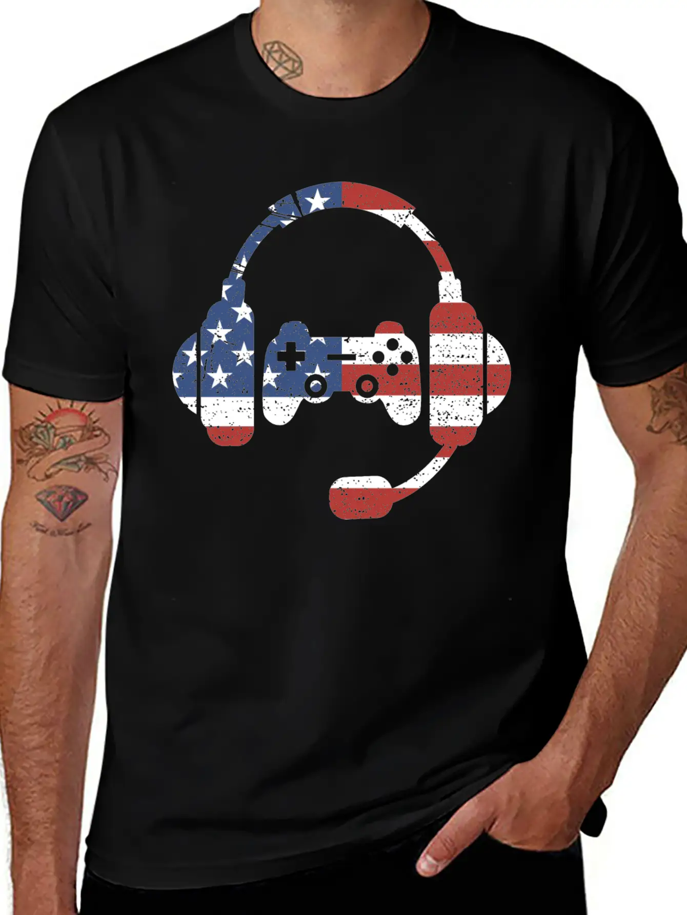 US Flag Gaming - Gaming Unisex Short Sleeve Soft Cotton T-Shirt – Casual Everyday Wear