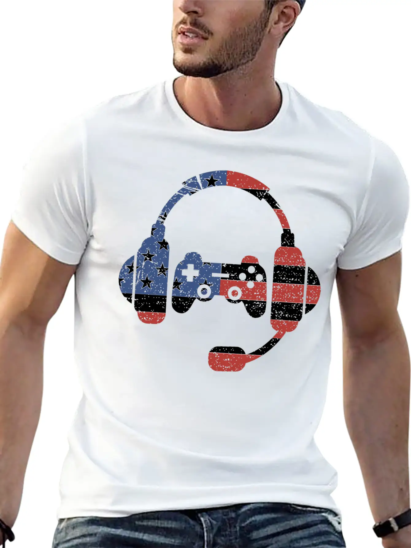 US Flag Gaming - Gaming Unisex Short Sleeve Soft Cotton T-Shirt – Casual Everyday Wear