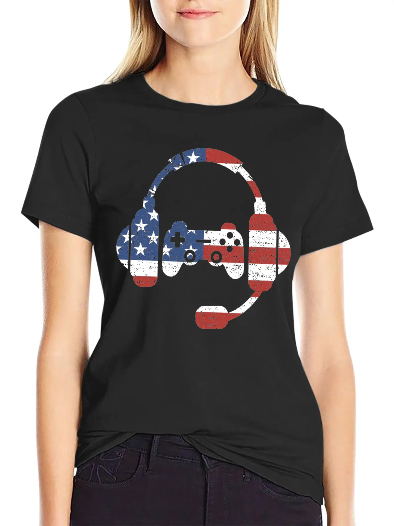 US Flag Gaming - Gaming Unisex Short Sleeve Soft Cotton T-Shirt – Casual Everyday Wear