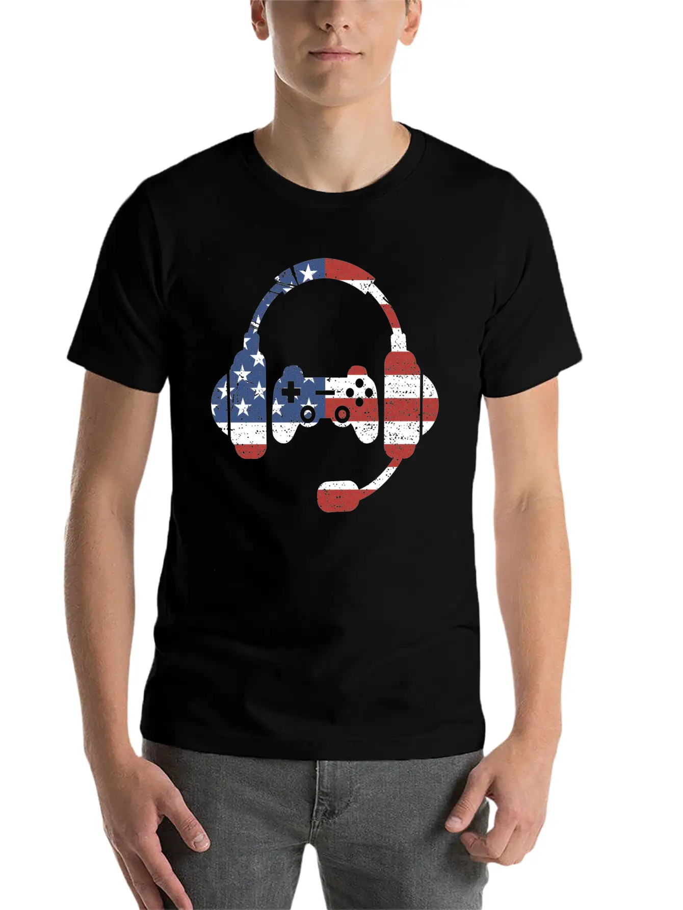 US Flag Gaming - Gaming Unisex Short Sleeve Soft Cotton T-Shirt – Casual Everyday Wear