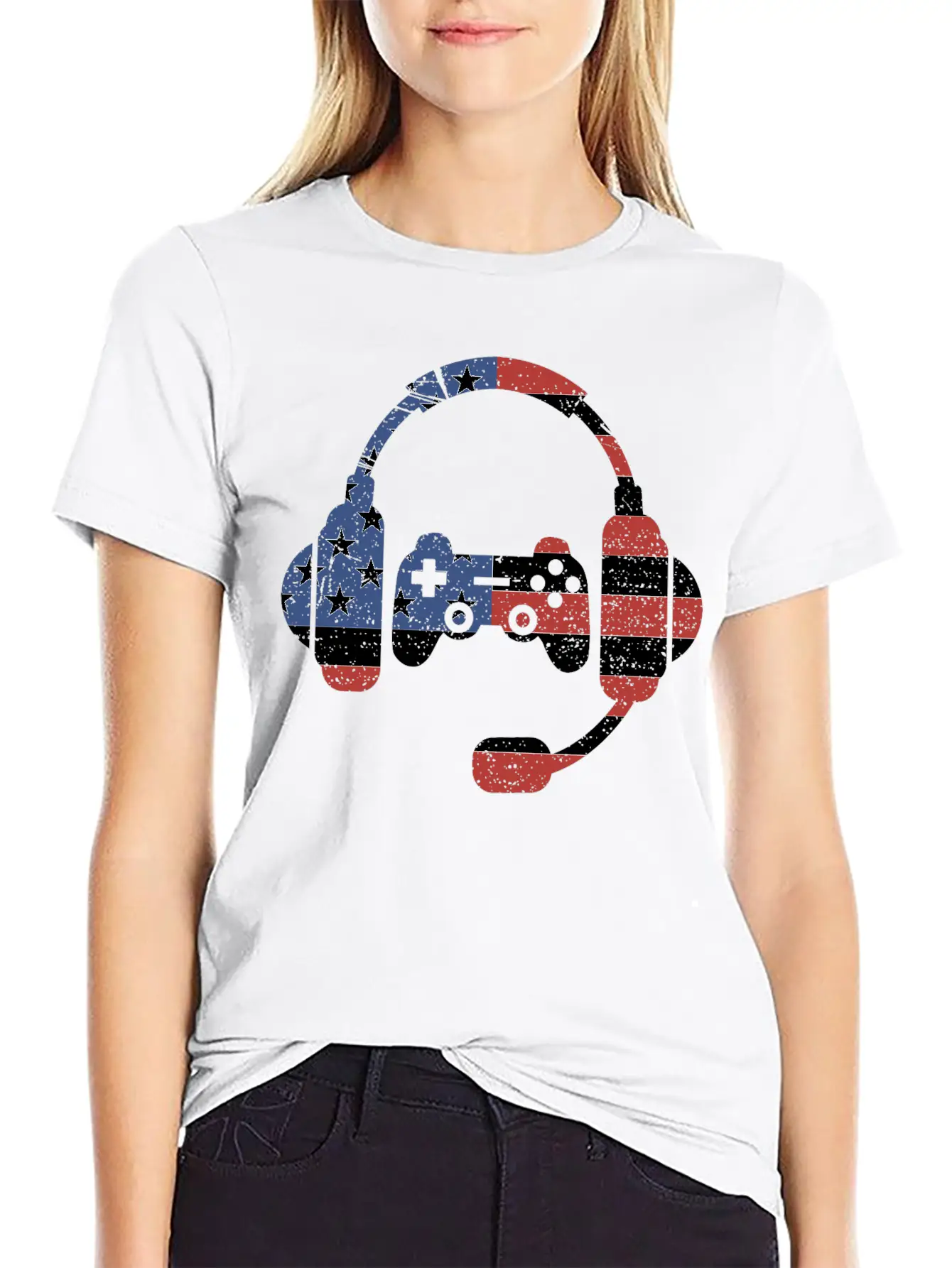 US Flag Gaming - Gaming Unisex Short Sleeve Soft Cotton T-Shirt – Casual Everyday Wear