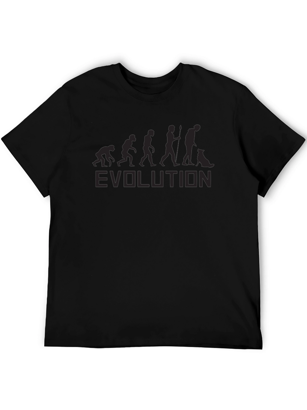 Evolution of Man with Dog Black Graphic T-Shirt