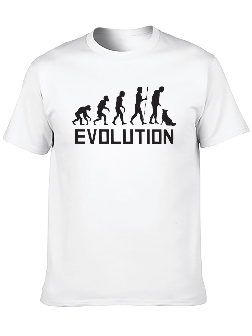 Evolution of Man with Dog Black Graphic T-Shirt