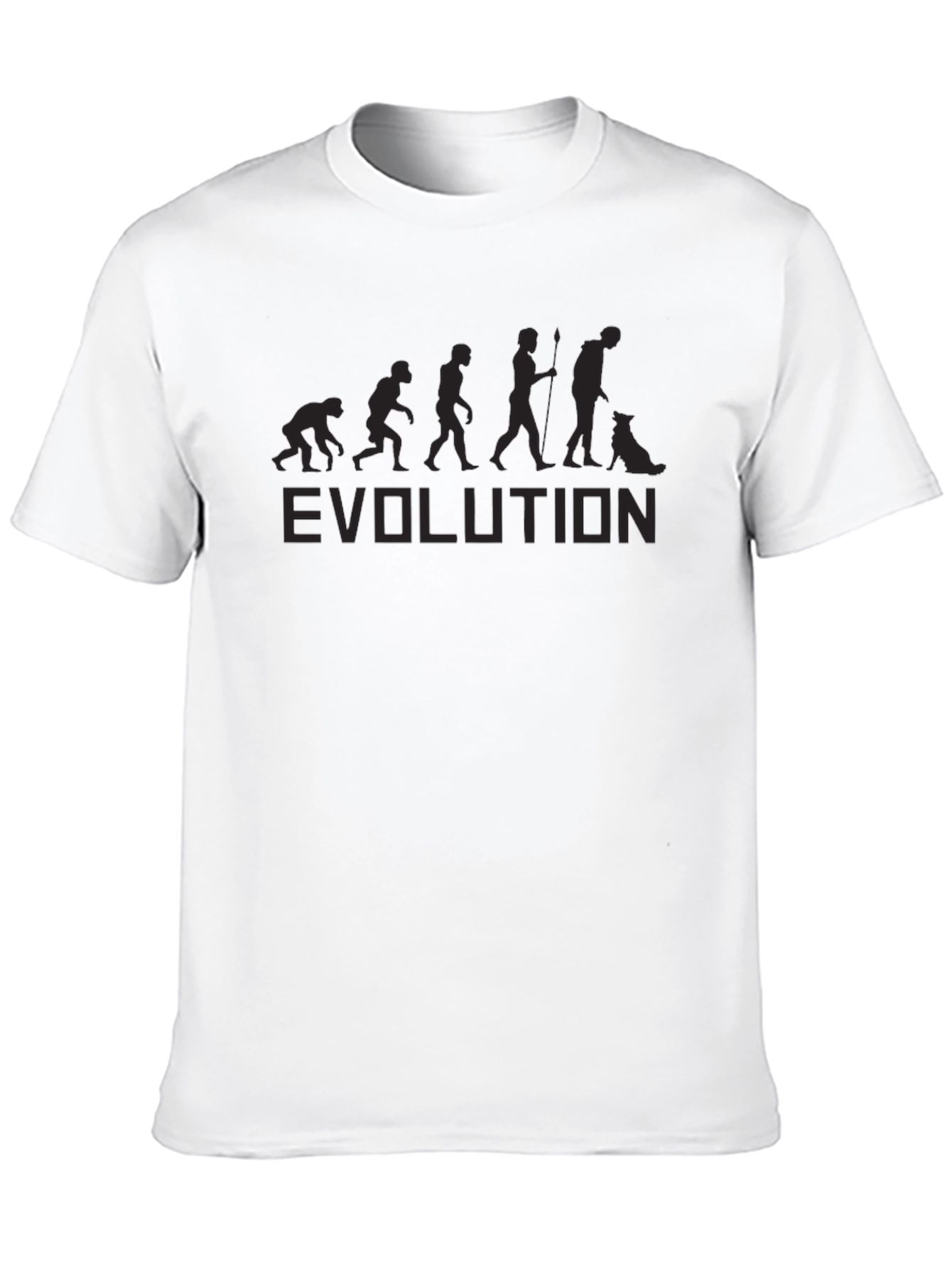 Evolution of Man with Dog Black Graphic T-Shirt