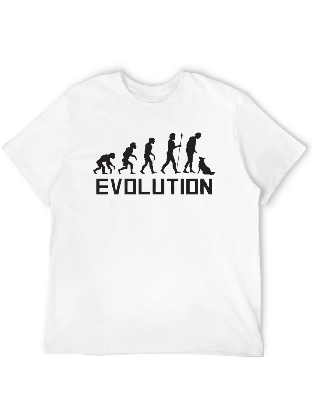 Evolution of Man with Dog Black Graphic T-Shirt