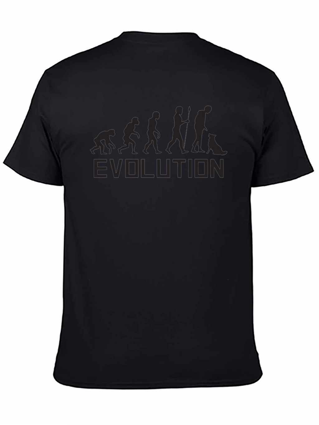 Evolution of Man with Dog Black Graphic T-Shirt