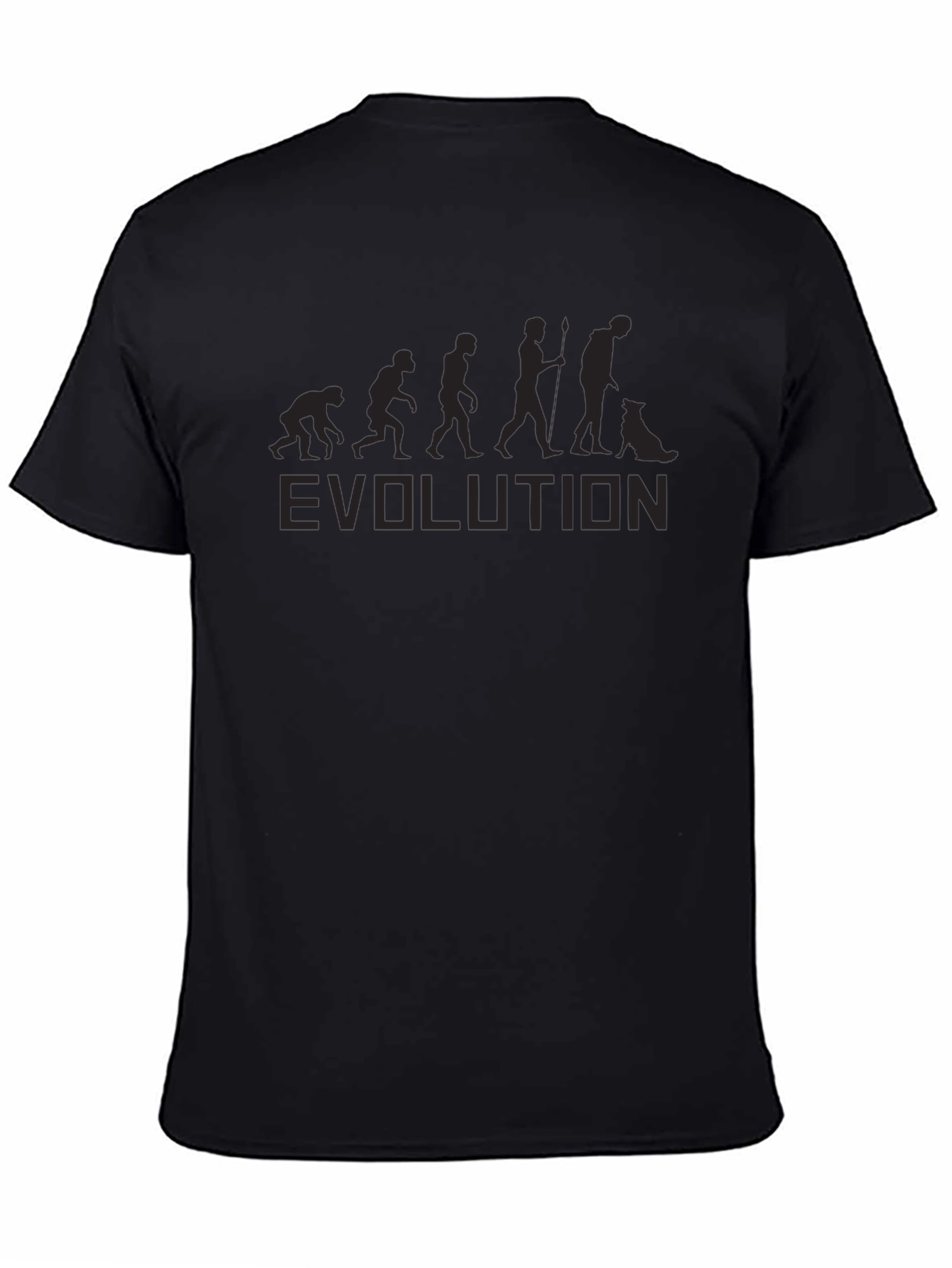 Evolution of Man with Dog Black Graphic T-Shirt