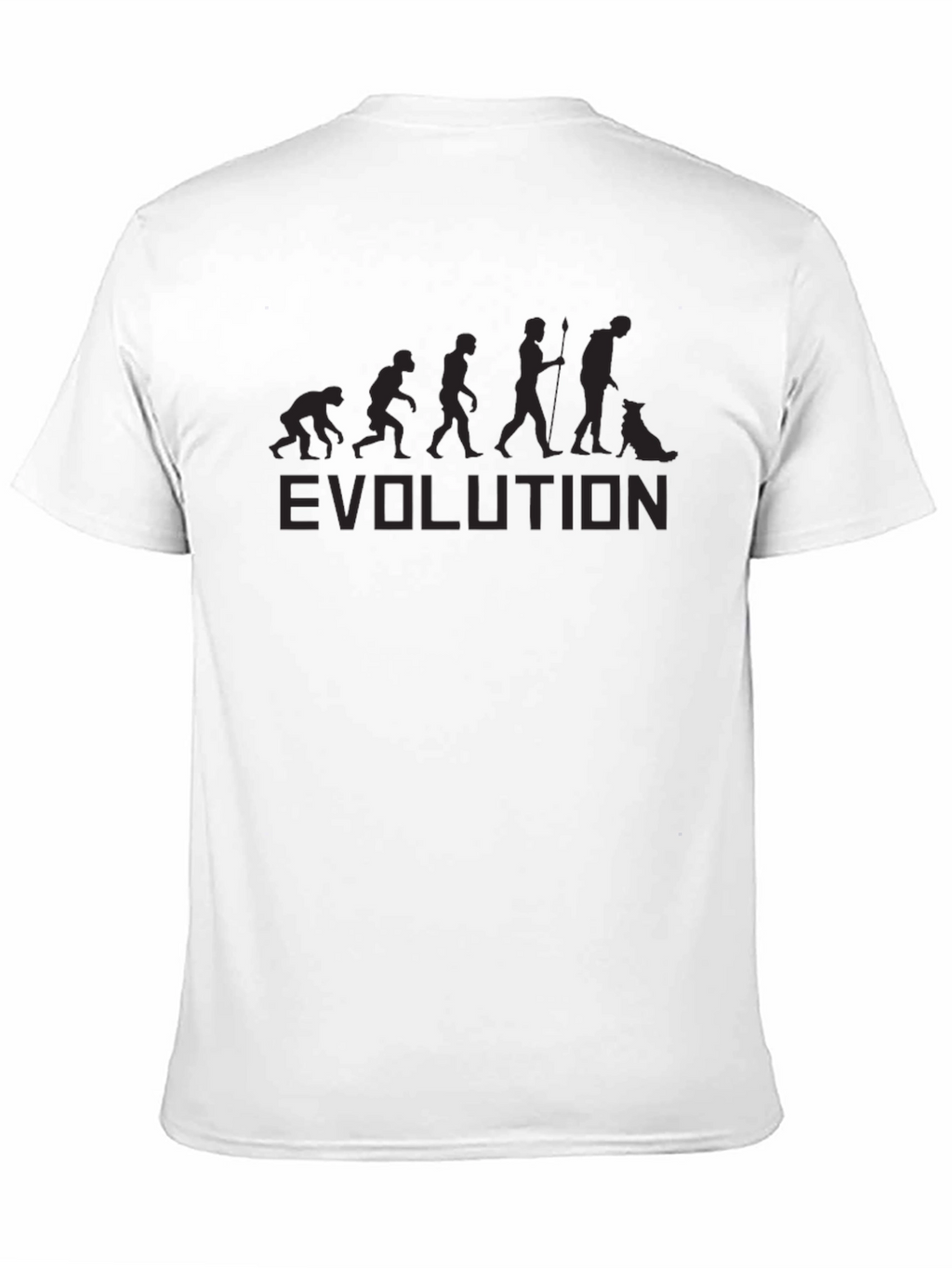 Evolution of Man with Dog Black Graphic T-Shirt