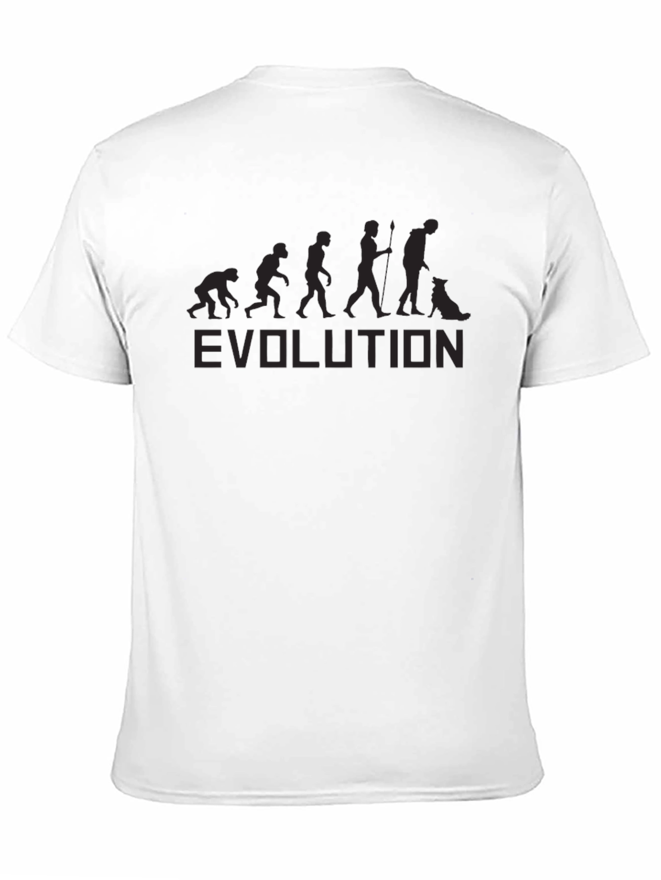 Evolution of Man with Dog Black Graphic T-Shirt