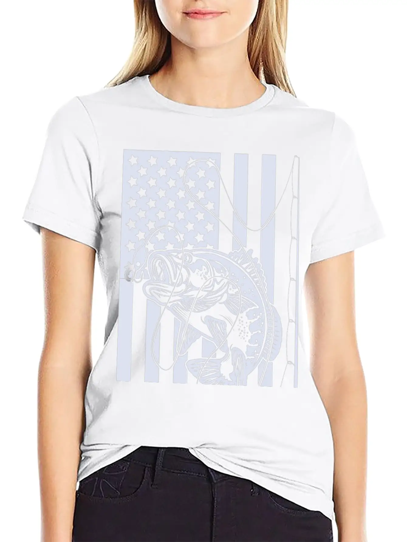 USA Fishing Flag Unisex Short Sleeve Soft Cotton T-Shirt – Casual Everyday Wear