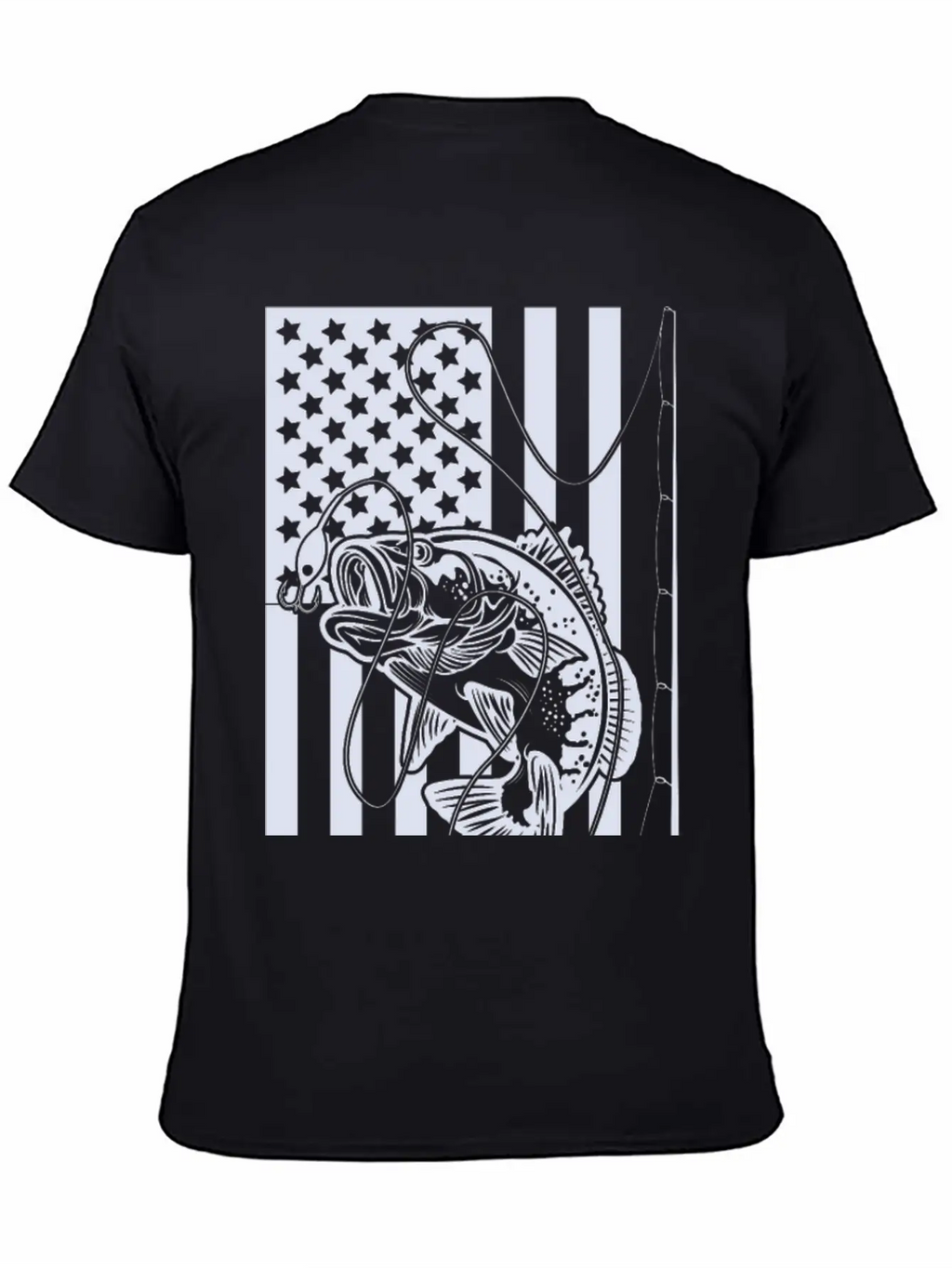 USA Fishing Flag Unisex Short Sleeve Soft Cotton T-Shirt – Casual Everyday Wear