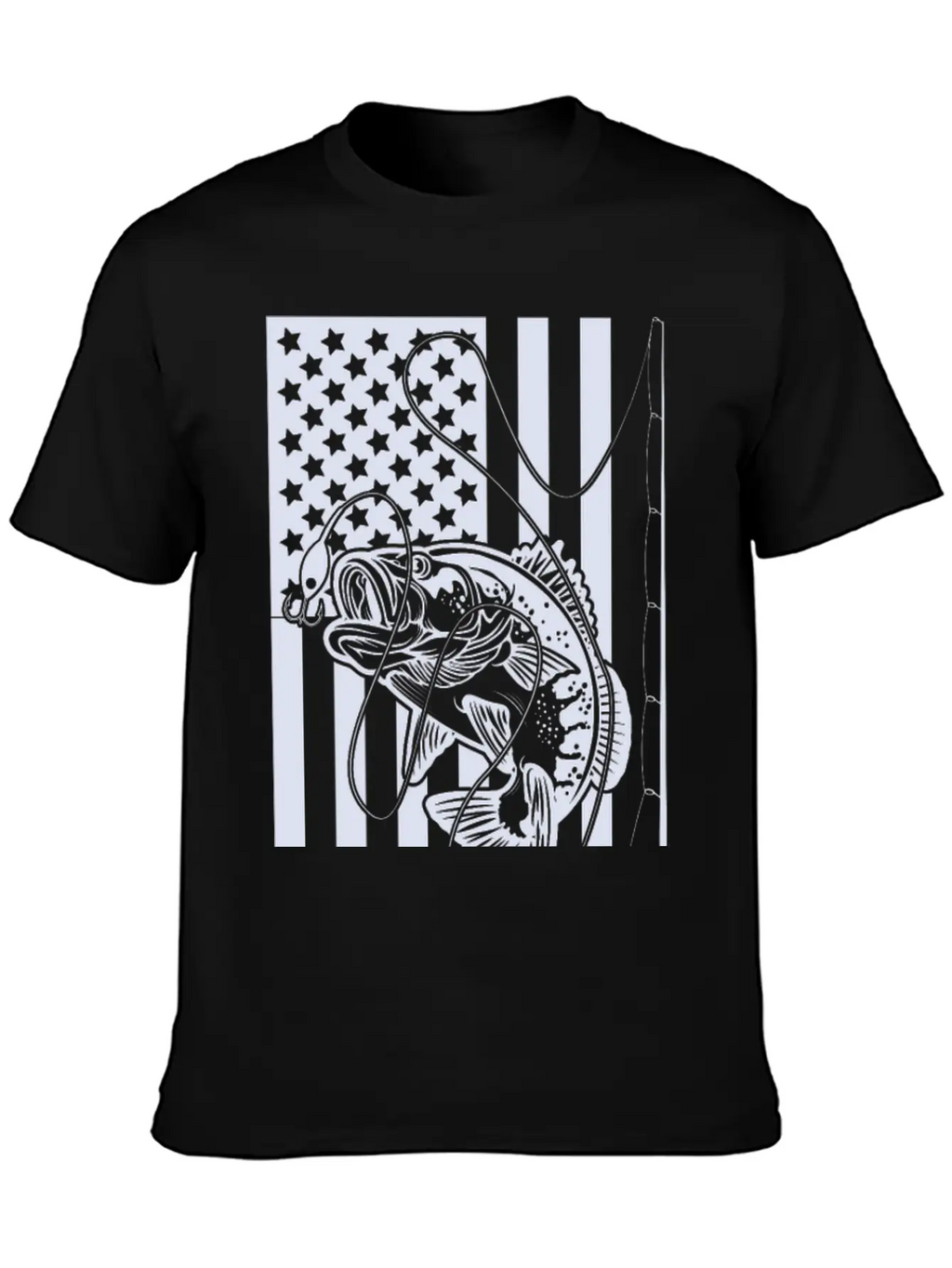 USA Fishing Flag Unisex Short Sleeve Soft Cotton T-Shirt – Casual Everyday Wear