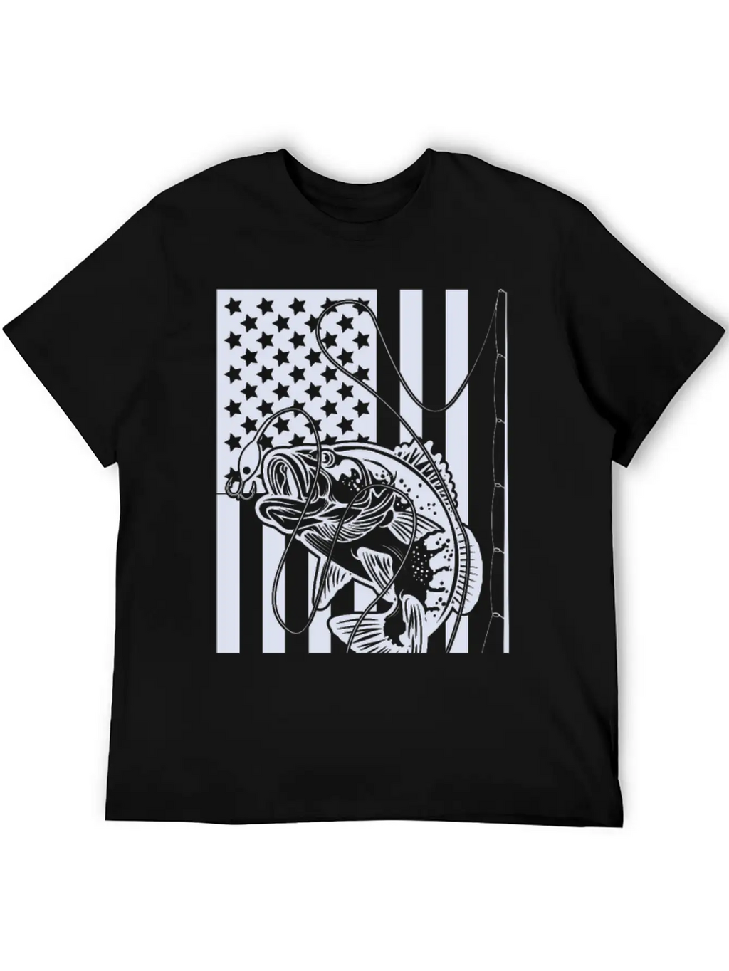 USA Fishing Flag Unisex Short Sleeve Soft Cotton T-Shirt – Casual Everyday Wear