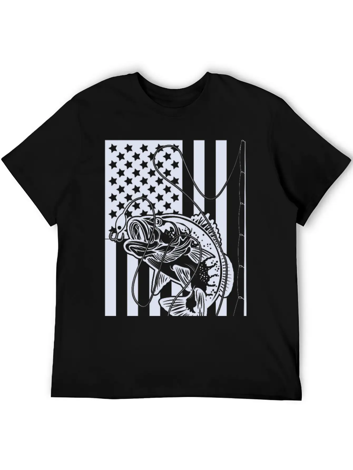 USA Fishing Flag Unisex Short Sleeve Soft Cotton T-Shirt – Casual Everyday Wear