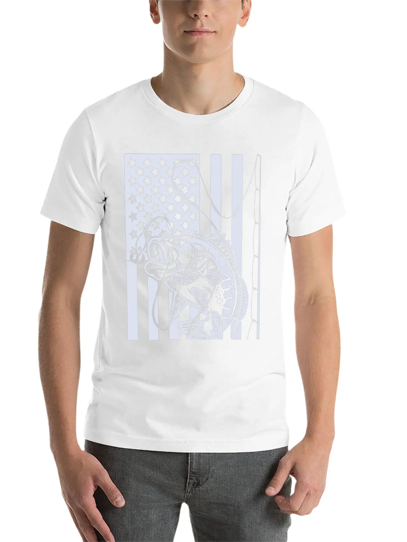 USA Fishing Flag Unisex Short Sleeve Soft Cotton T-Shirt – Casual Everyday Wear