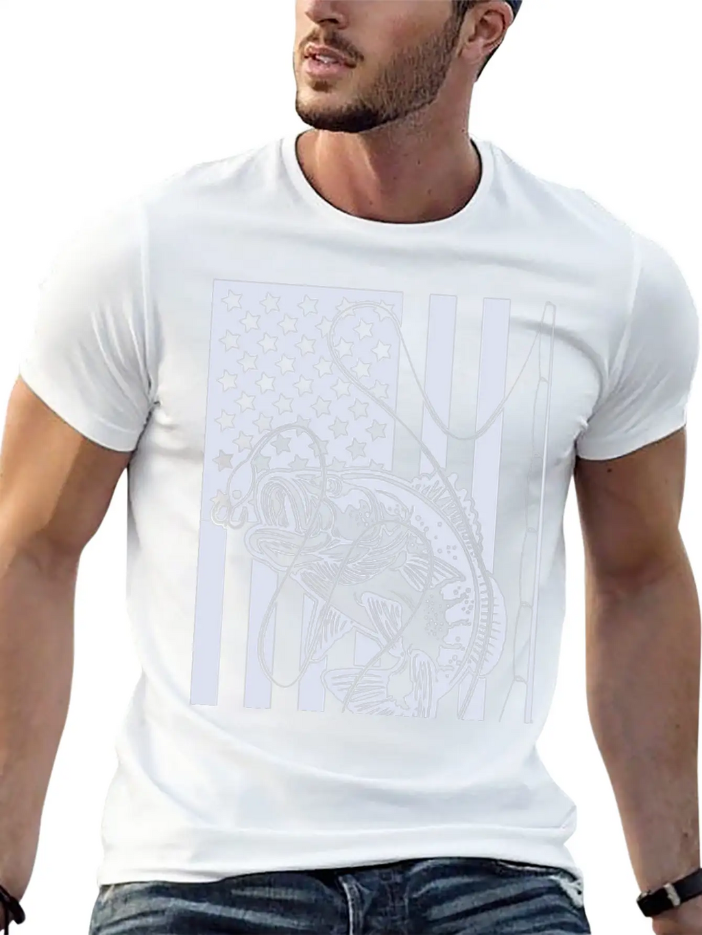 USA Fishing Flag Unisex Short Sleeve Soft Cotton T-Shirt – Casual Everyday Wear