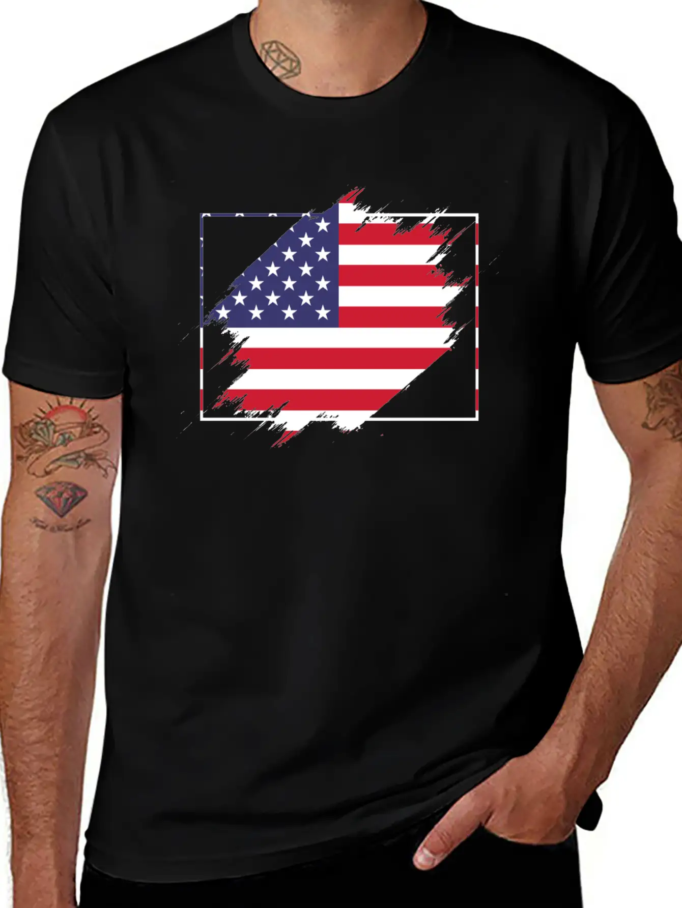 Usa Flag Scratch Unisex Casual T-Shirt – Clean Design For Daily Comfort