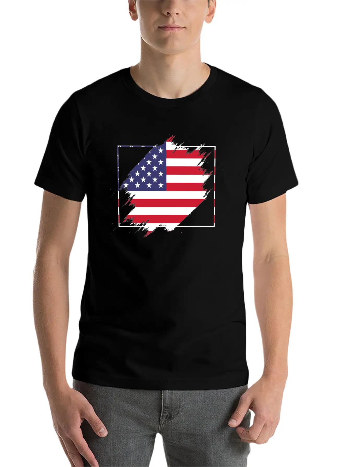 Usa Flag Scratch Unisex Casual T-Shirt – Clean Design For Daily Comfort