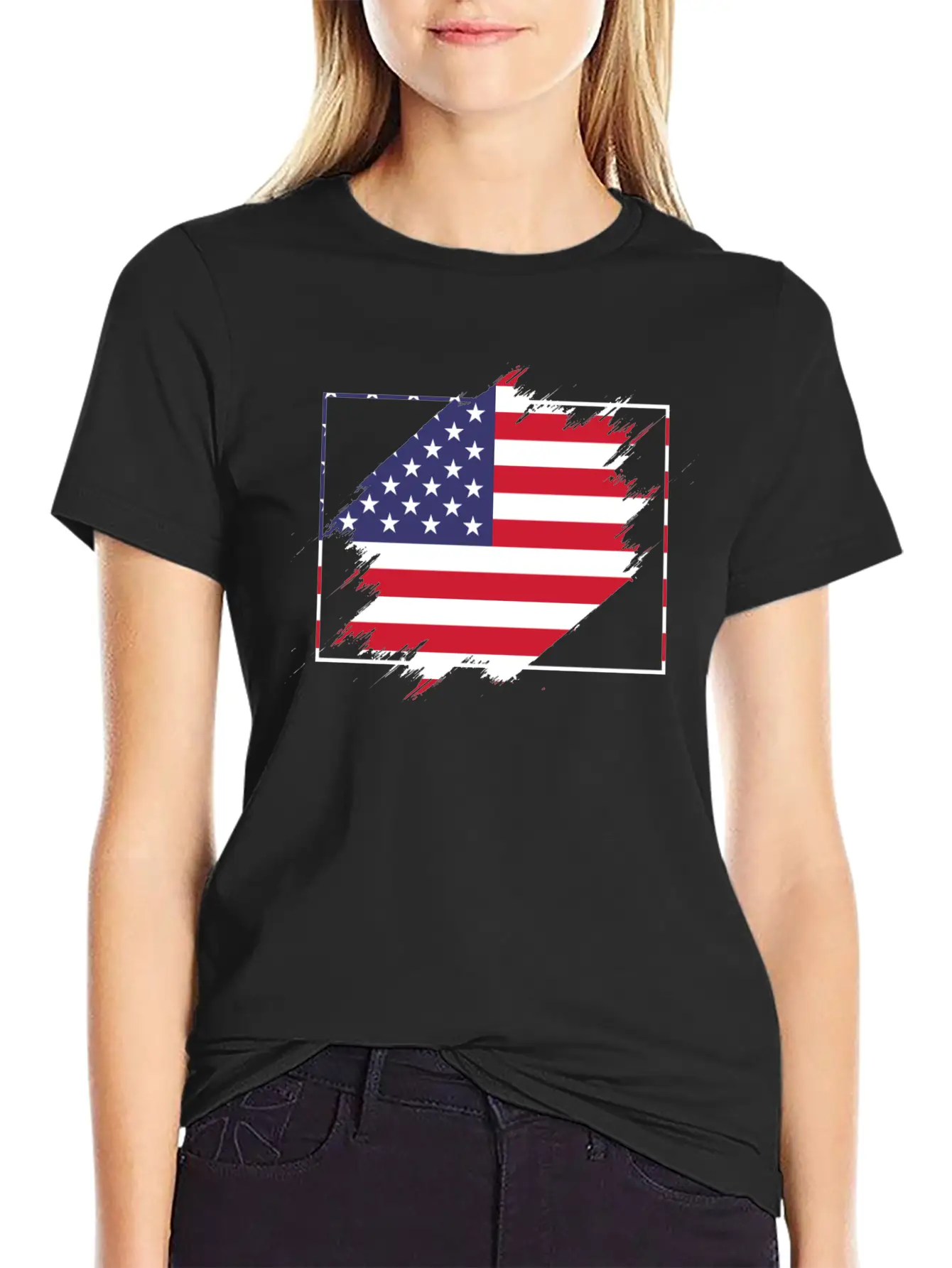 Usa Flag Scratch Unisex Casual T-Shirt – Clean Design For Daily Comfort