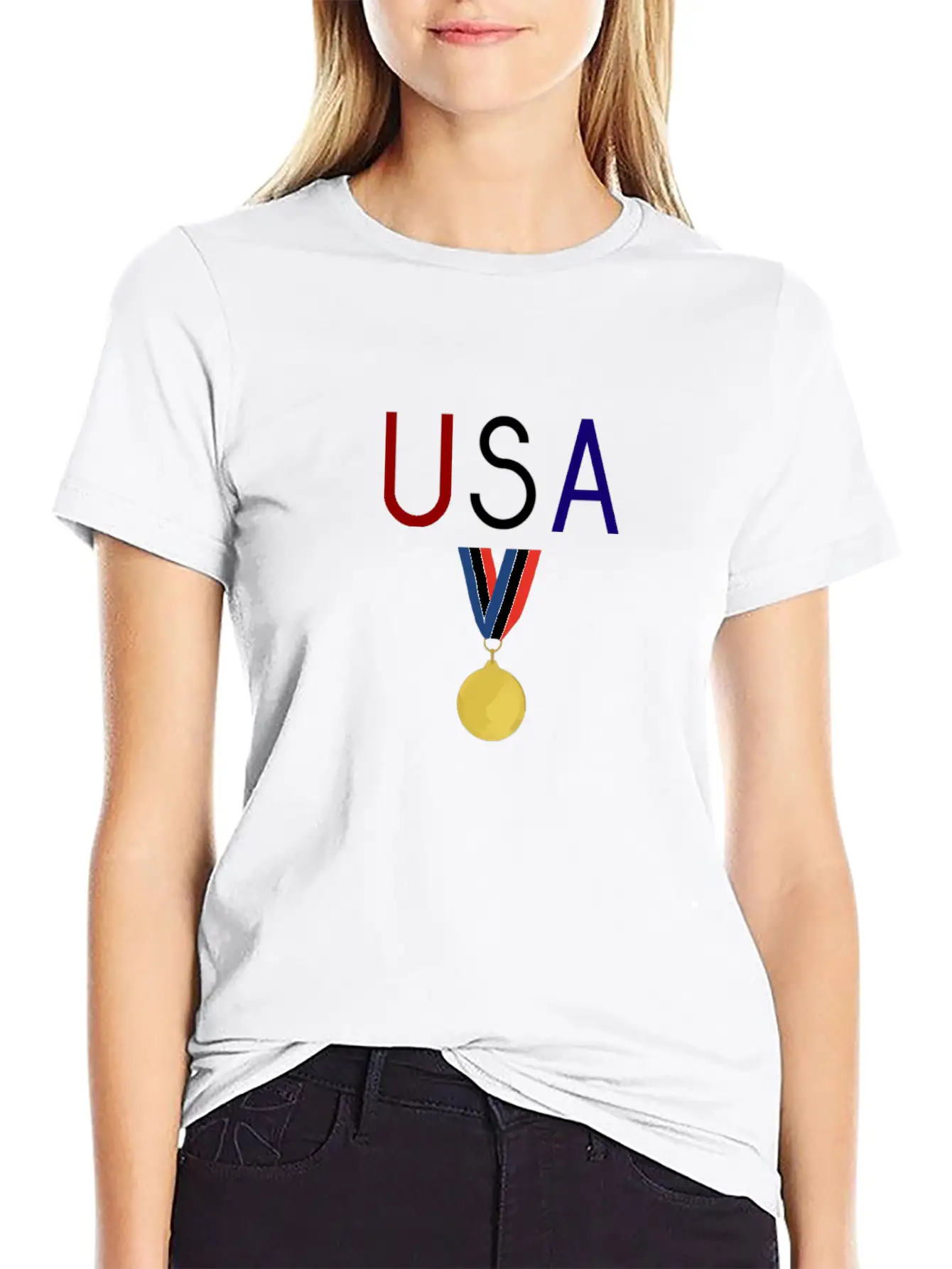 USA Medal Winter Athlete Novelty Gift Fan Design Unisex Casual T-Shirt – Clean Design For Daily Comfort