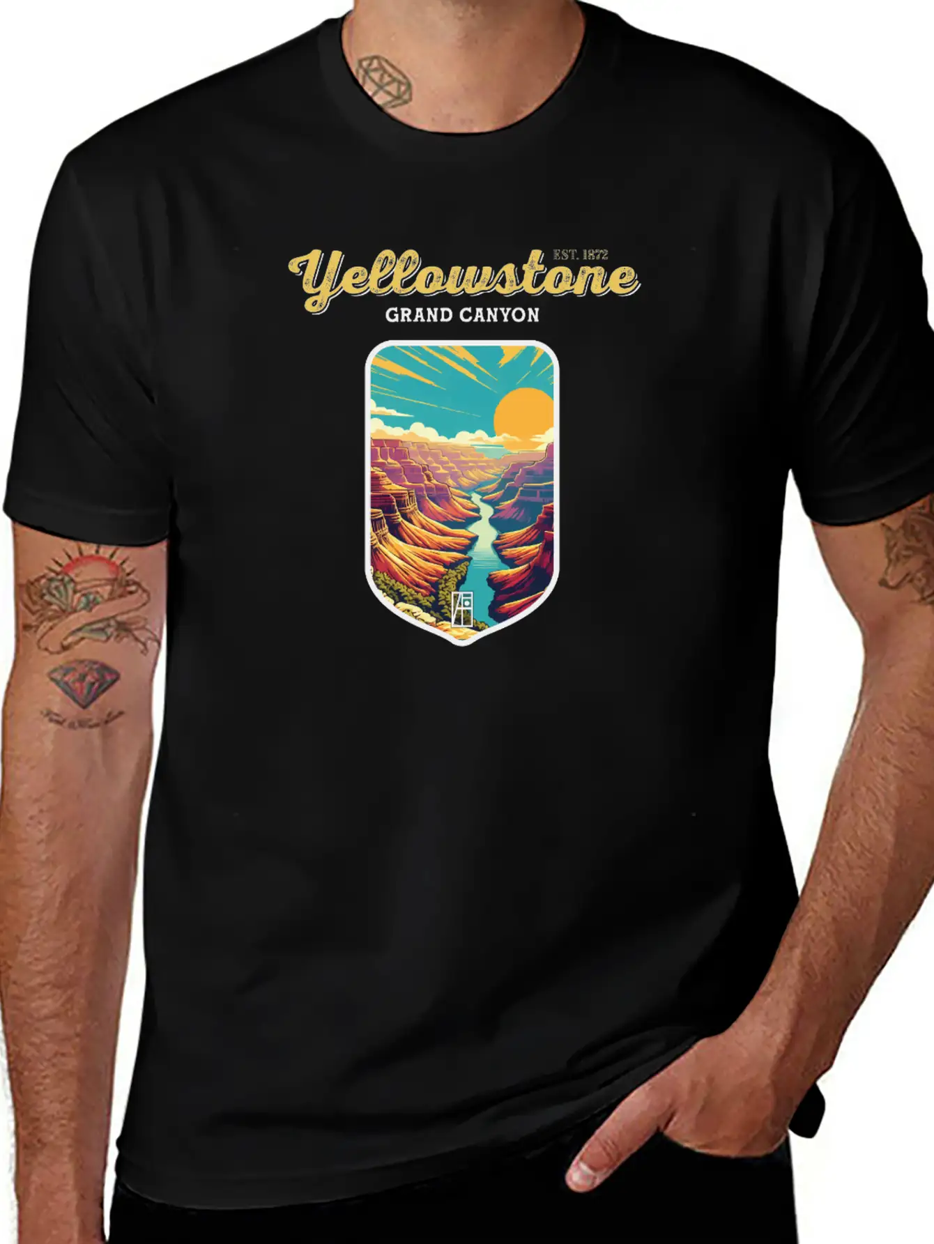 USA - YELLOWSTONE - Grand Canyon - 2 Unisex Short Sleeve Soft Cotton T-Shirt – Casual Everyday Wear