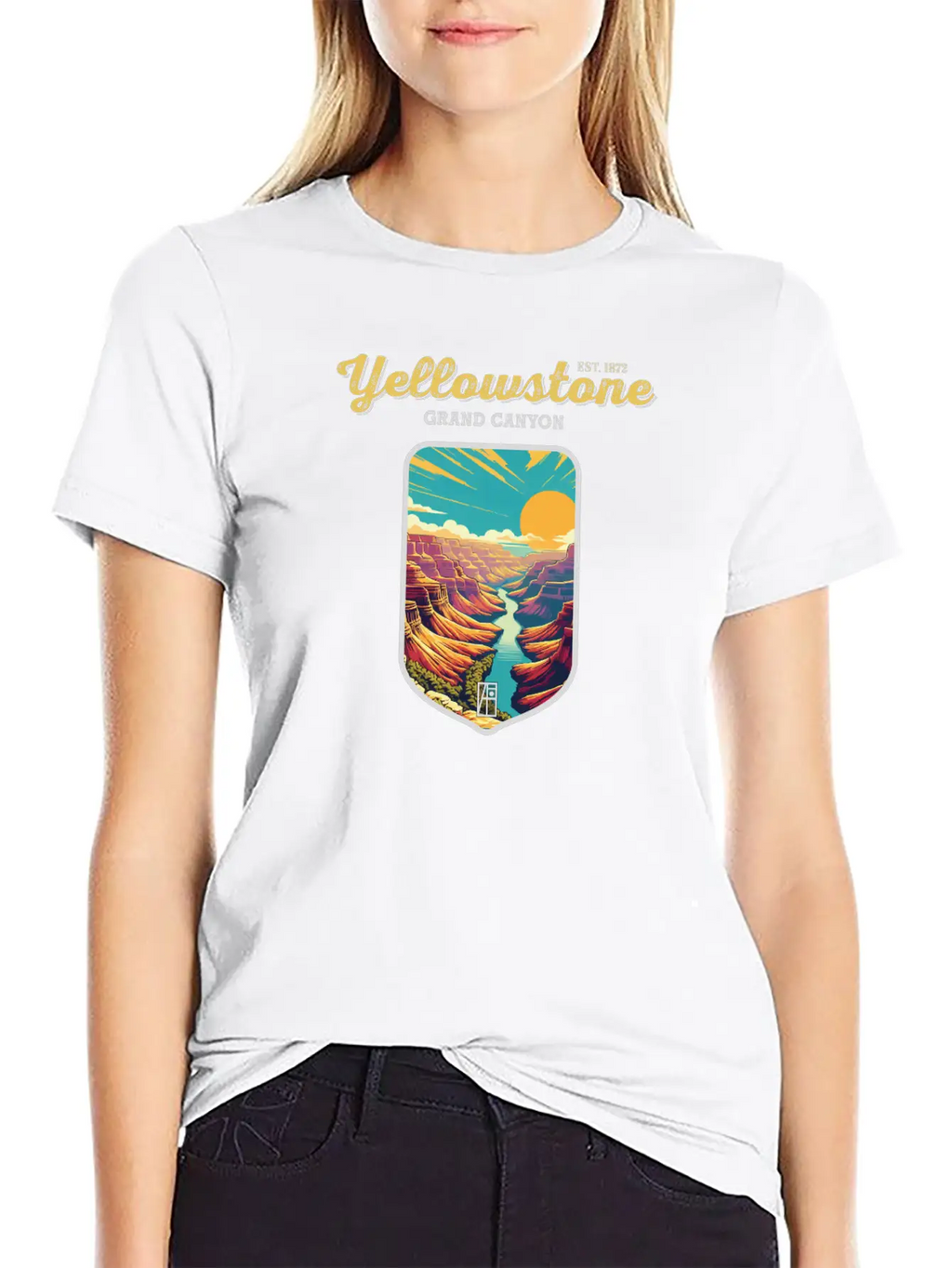 USA - YELLOWSTONE - Grand Canyon - 2 Unisex Short Sleeve Soft Cotton T-Shirt – Casual Everyday Wear
