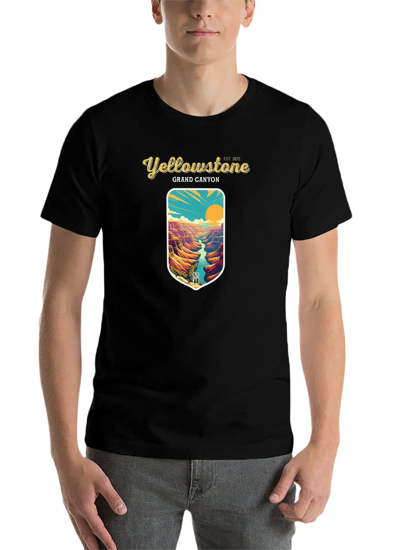 USA - YELLOWSTONE - Grand Canyon - 2 Unisex Short Sleeve Soft Cotton T-Shirt – Casual Everyday Wear