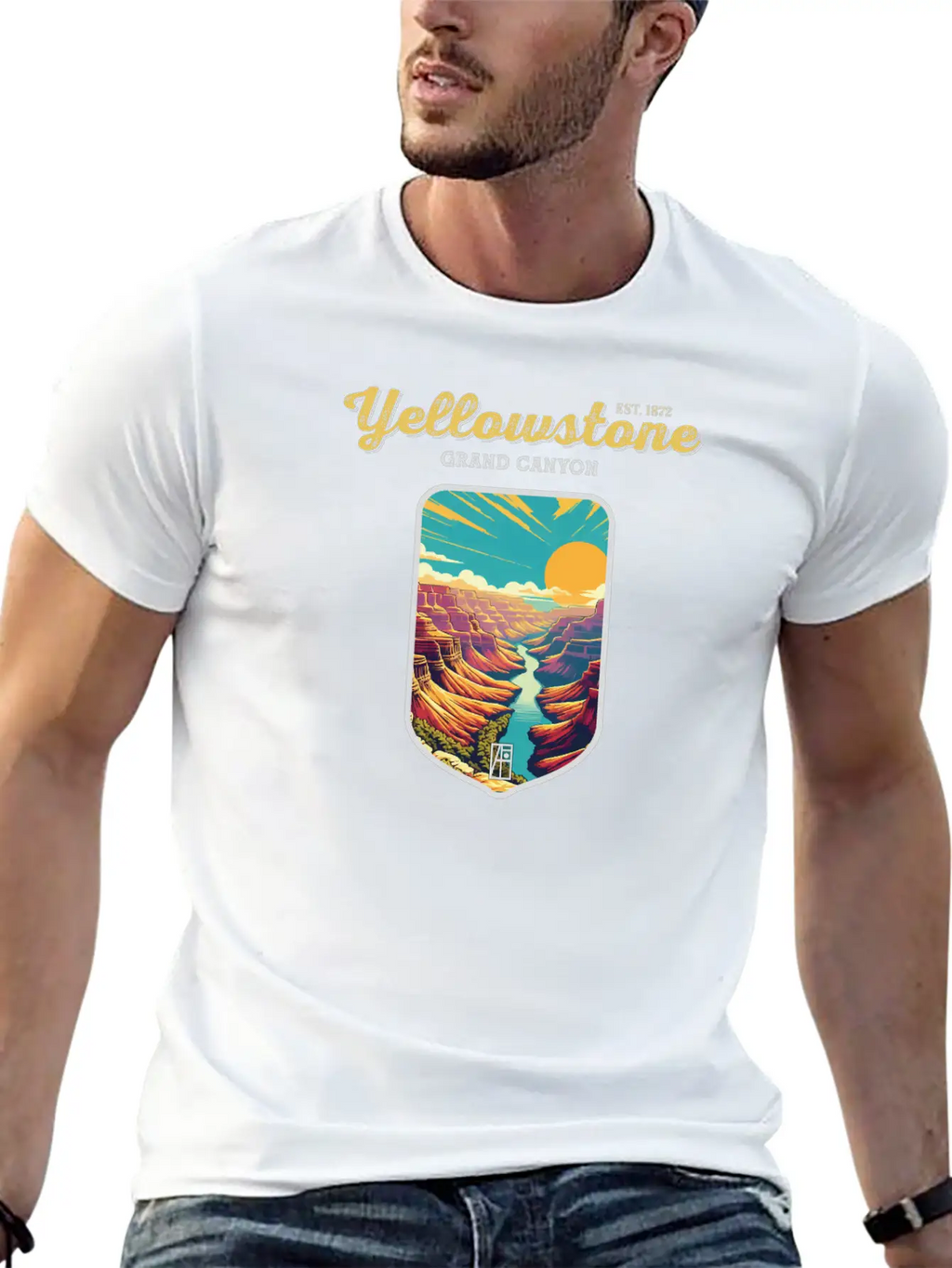 USA - YELLOWSTONE - Grand Canyon - 2 Unisex Short Sleeve Soft Cotton T-Shirt – Casual Everyday Wear